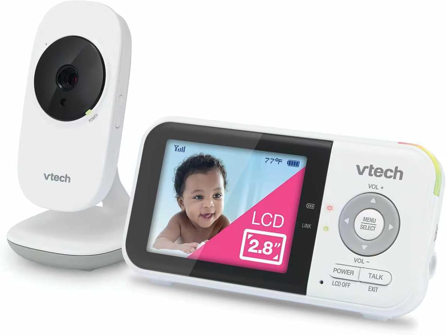 VTech Baby Monitor No WiFi – 19Hr Video Battery, 1000ft Range, Night Vision, Two-Way Talk, Temperature Sensor, Sound-Activated Screen, Lullabies | VM819