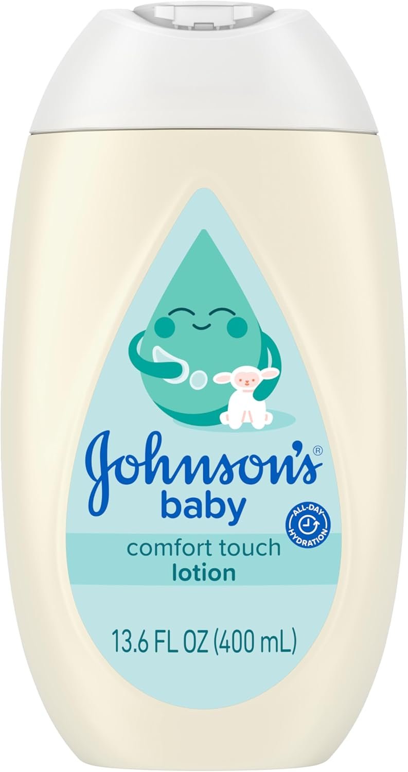 Johnson’s Baby Comfort Touch Newborn Baby Face & Body Lotion, Silky Moisturizing Lotion, Baby Essentials, Hypoallergenic, No added Parabens &Dyes,13.6 fl. oz