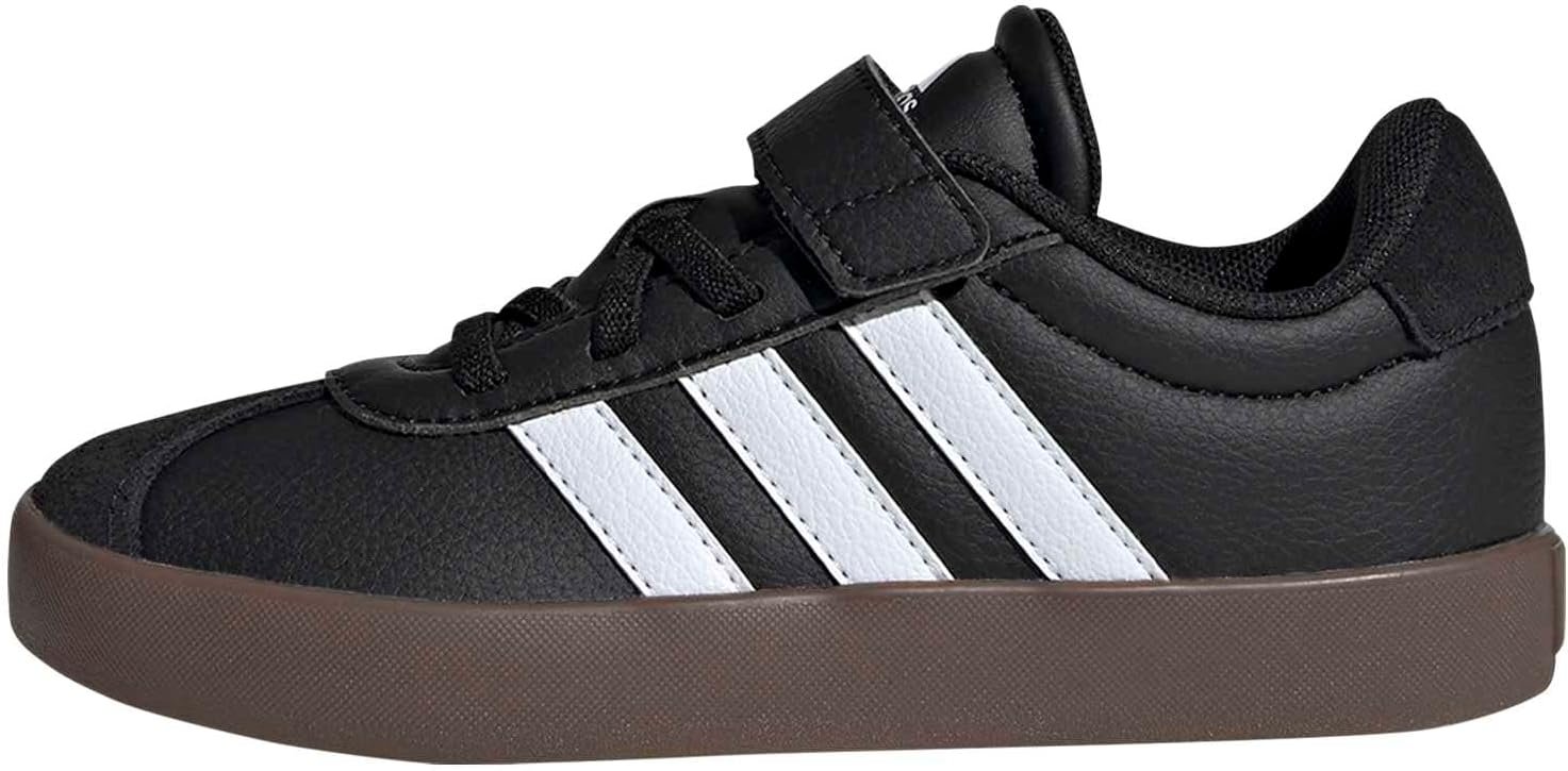 adidas Unisex-Kids VL Court 3.0 Elastic Lace, Black/White/Black, 3