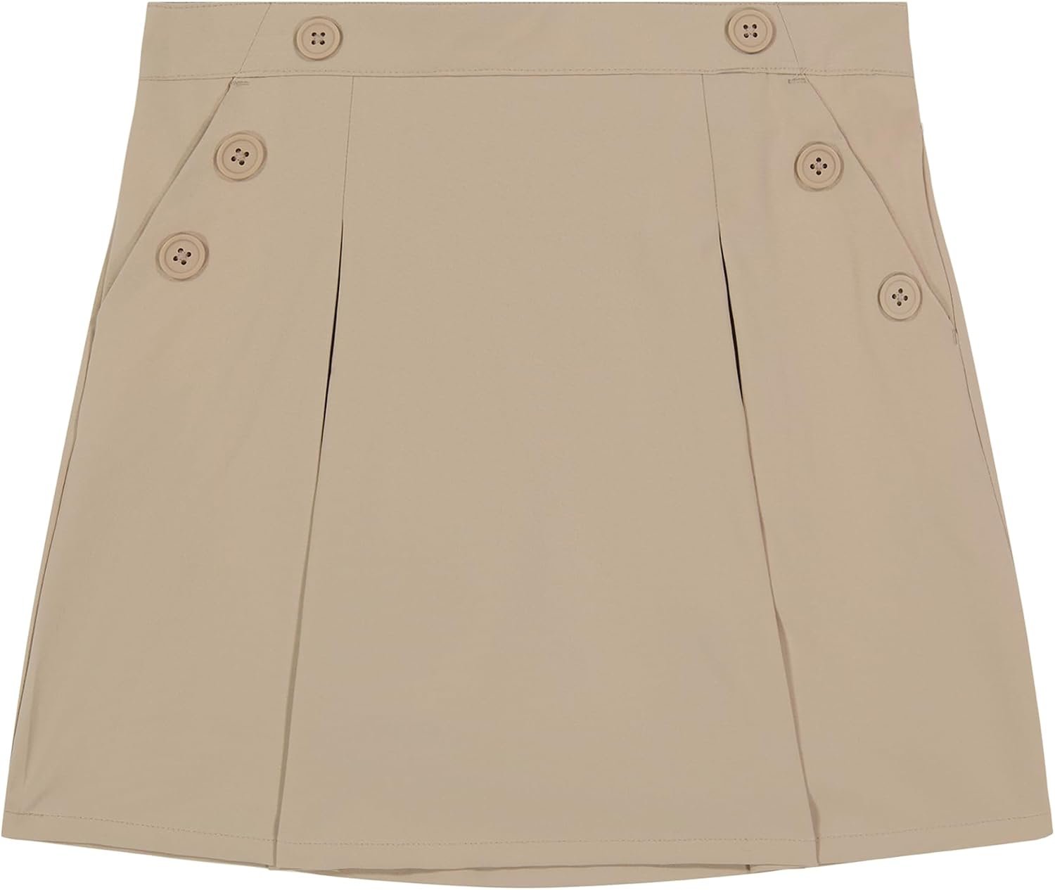 Nautica Girls’ School Uniform Pull-on Scooter Skirt With Undershorts, Poplin Style With Button Pockets
