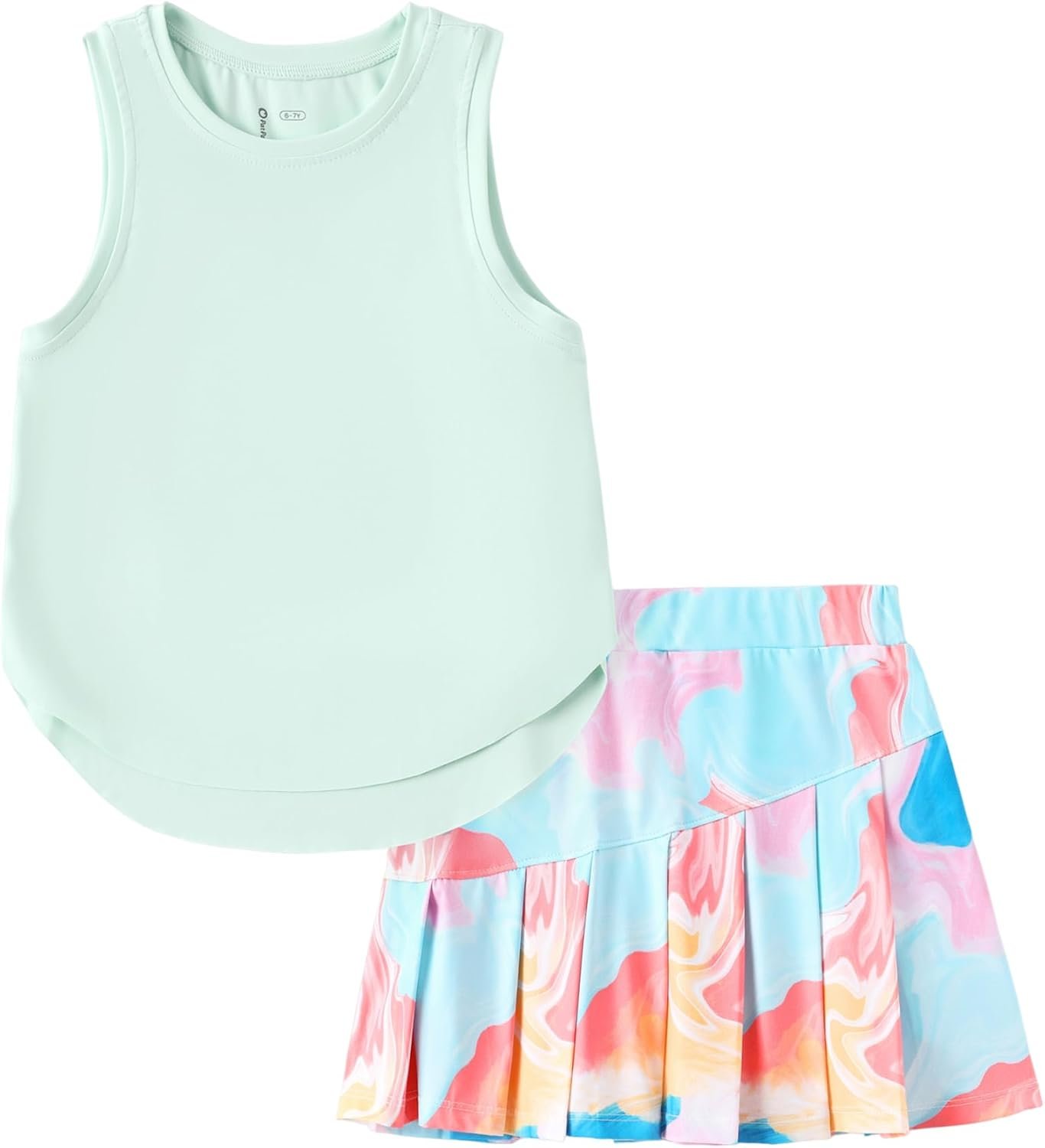 PATPAT Girls Tennis Skirt Sets Moisture Wicking Tank Tops and Pleated Skirts 2 Piece Outfits Activewear Sets 5-12 Years