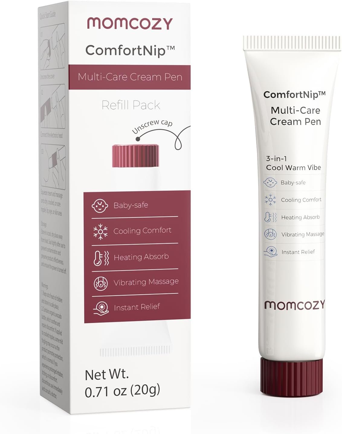 Momcozy ComfortNip™ Nipple Cream Refill for 3-in-1 Multi-Care Cream Pen Vegan Soothing Nipple Cream Safe for Breastfeeding(0.71 oz)