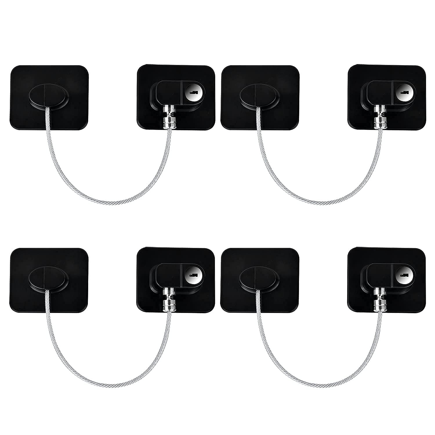 YEYA Refrigerator Locks with Keys 4 Pack, Baby Proof Cabinet Locks | Child Safety Door Locks for Toddler, Fridge Locks for Kids
