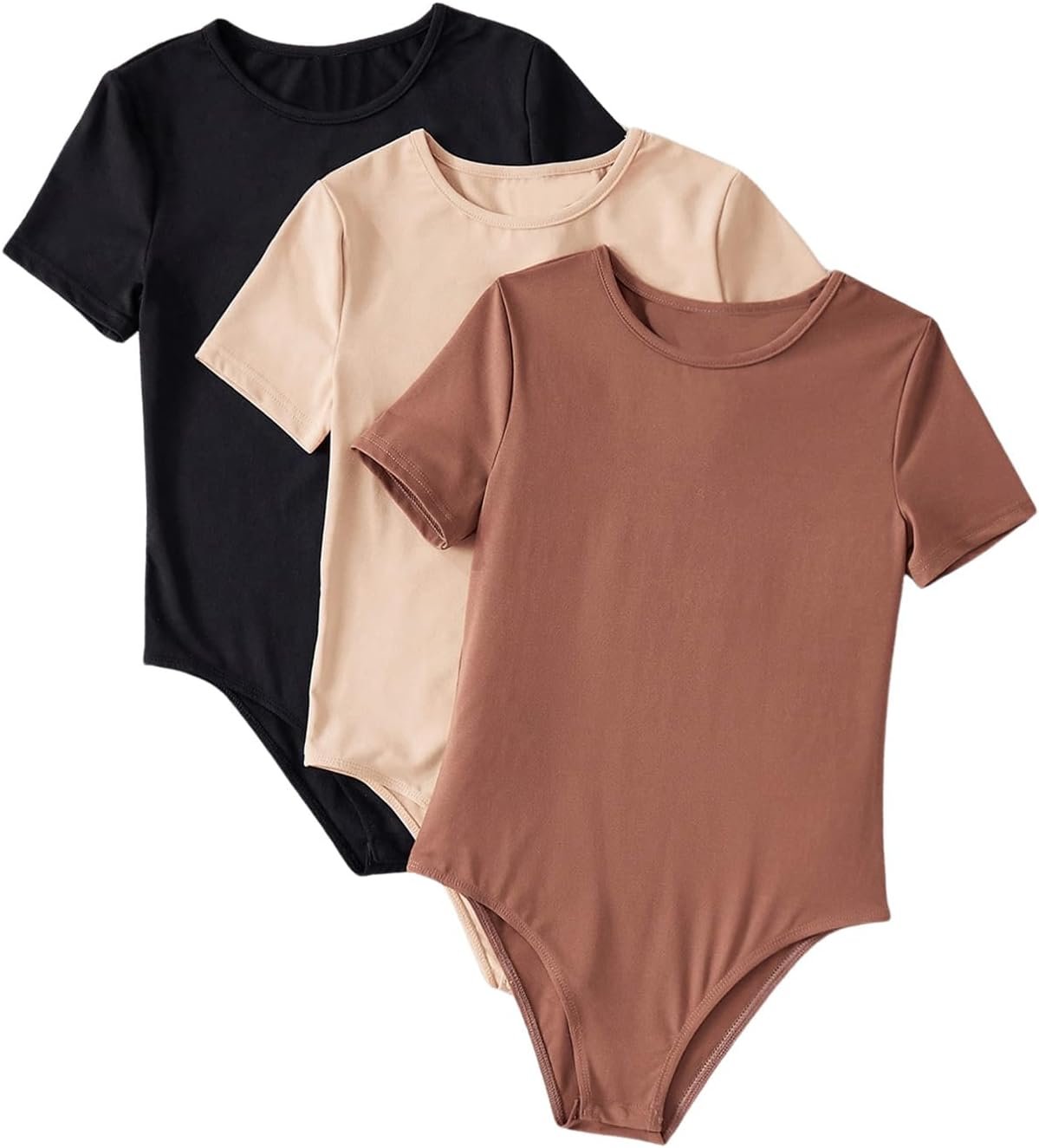 Milumia Girl’s 3 Pack Short Sleeve Bodysuits V Neck Lettuce Trim Romper Jumpsuit Tops Set