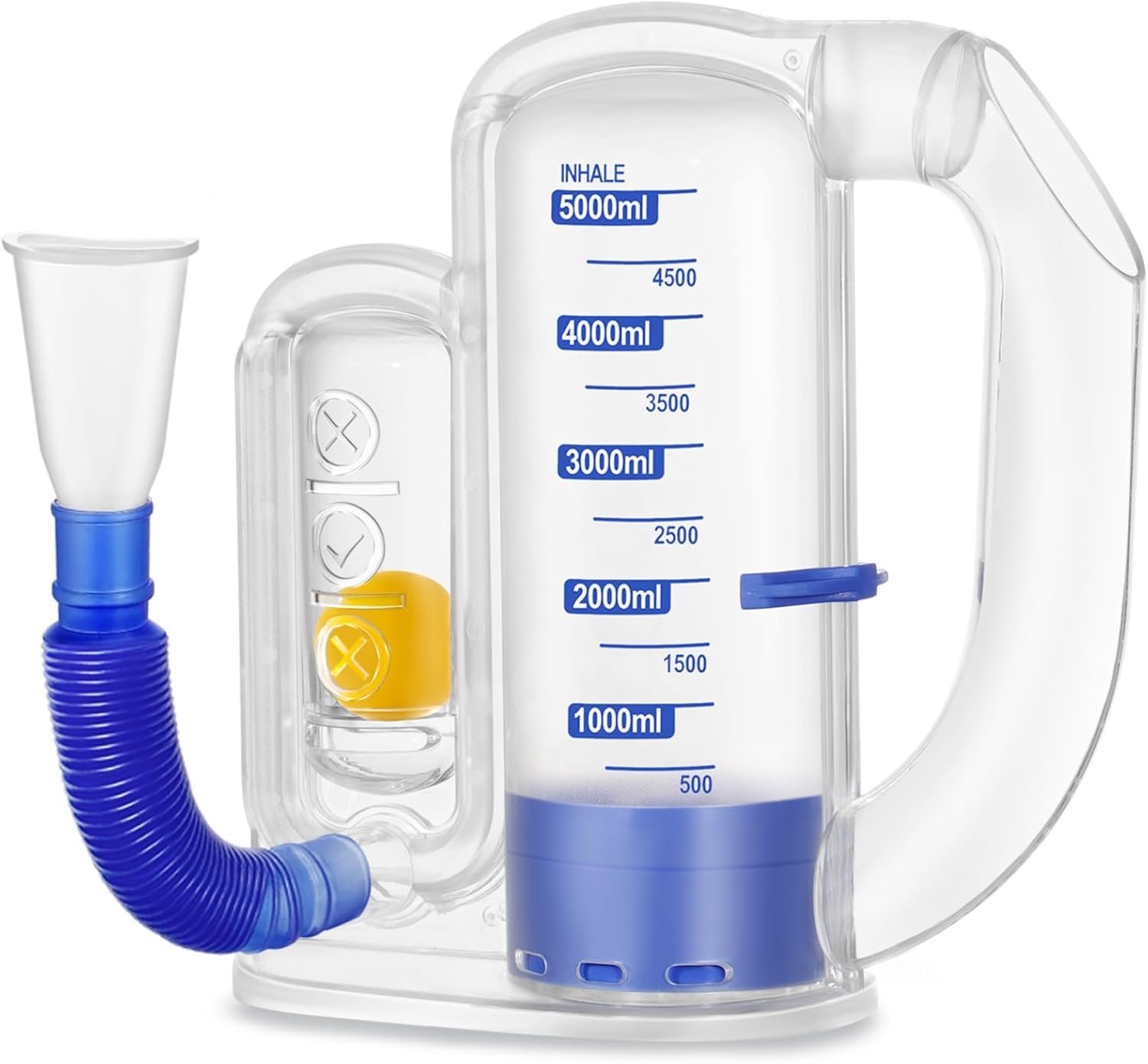 Breathing Exercise Device for Lungs, Lung Exerciser Device – 5000ml Volumetric Deep Breathing Trainer with Flow Rate Indicator for Respiratory Health & Recovery
