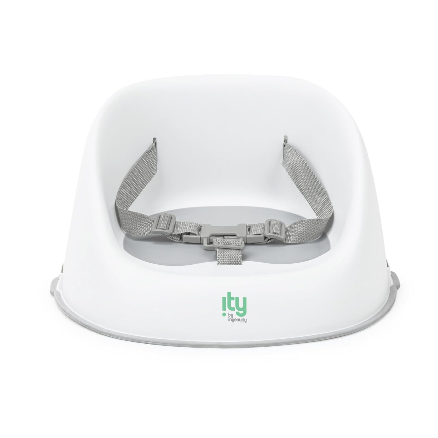 Ingenuity: ity by Ingenuity Simplicity Seat Easy-Clean Baby Booster Feeding Chair, 3-Point Harness, Washable Removable Straps – Grey