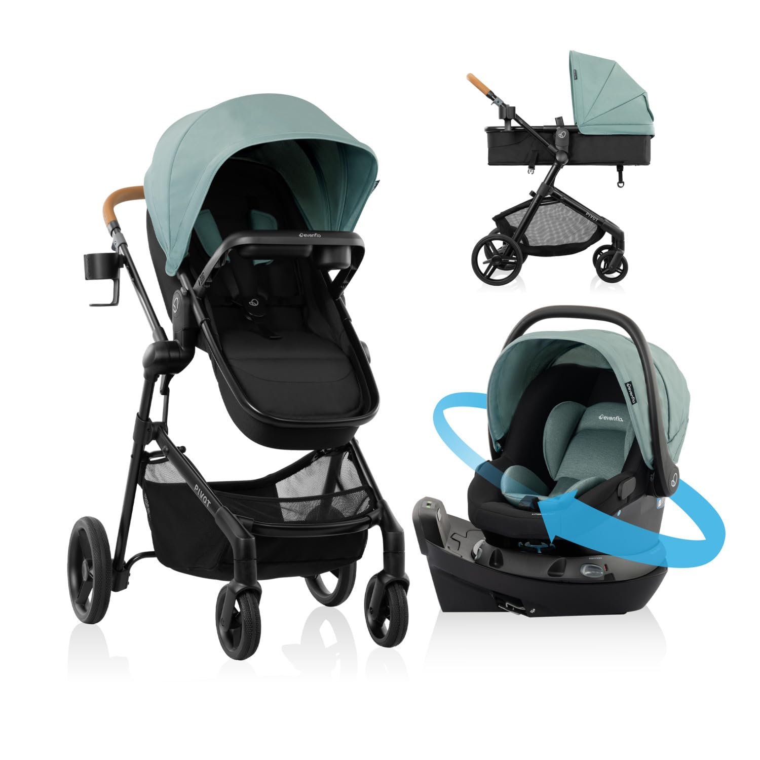 Pivot NXT Travel System with Litemax NXT Infant Car Seat Pacific Green