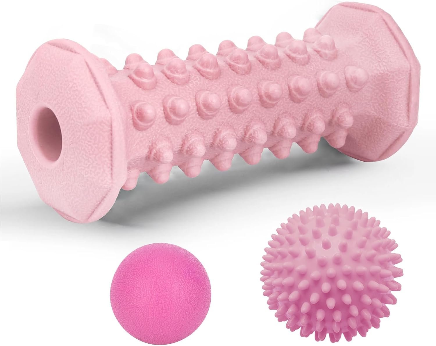 Plantar Fasciitis Relief Pink Set,Foot Roller Massager,Massage Lacrosse Ball,Spiky Ball Therapy Set for Relieve Plantar Fasciitis,Neuropathy Pain Relief Feet,Deep Tissue Muscle Massage