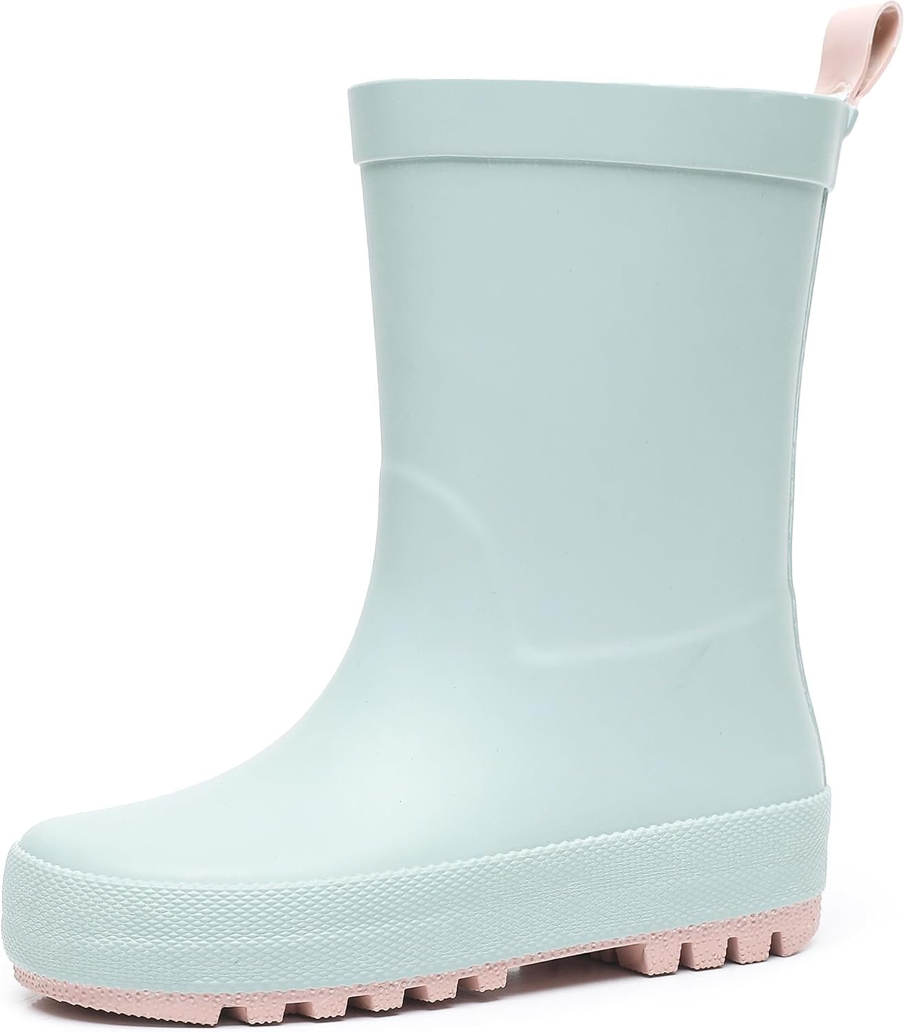 RAINANGEL Toddler Rain Boots with Easy-On Handles, Waterproof Kids Rain Boots for Girls & Boys, Fun Printed & Colors Unisex-Child Outdoor Boots