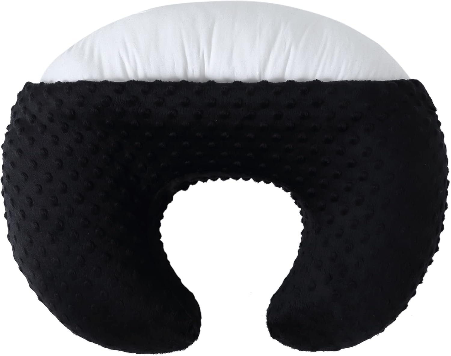 Nursing Pillow and Positioner Breastfeeding and Bottle Feeding | Propping Baby, Tummy Time, Sitting Support for Baby Boy and Baby Girl, with Removable Dots Cover (Black)