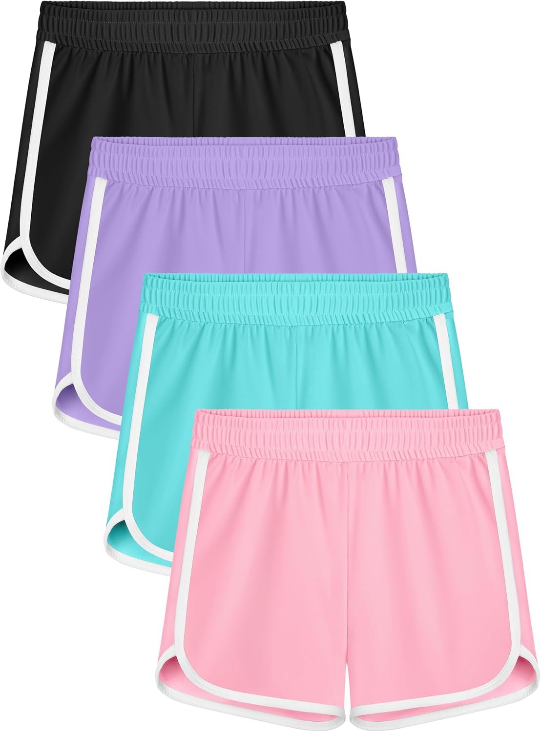 Resinta 4 Packs Girls Soccer Shorts Toddler Girls Athletic Shorts Quick Dry Workout Dolphin Kids Active Shorts