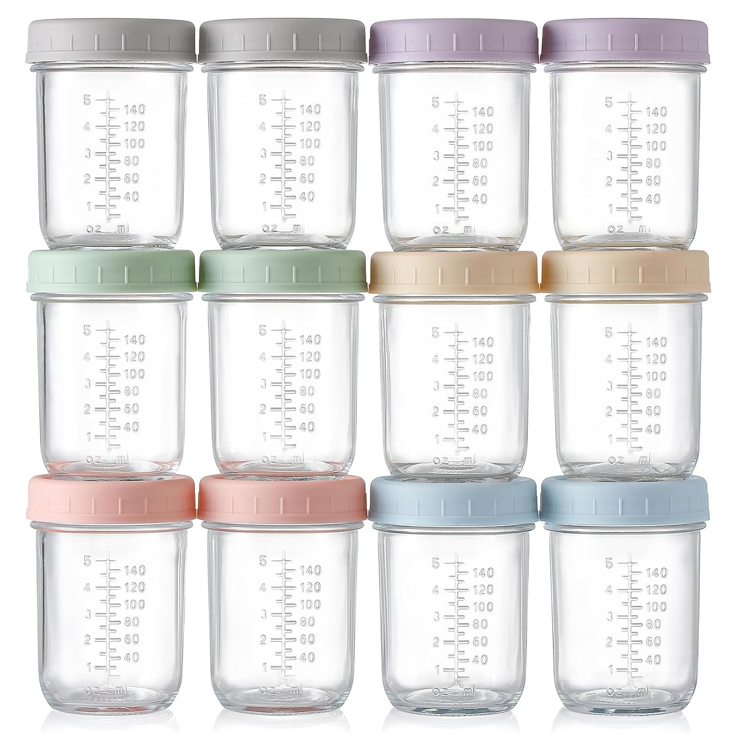 VITEVER 12 Pack Glass Baby Food Storage Containers – 8 oz Baby Food Storage Jars With Lids, Baby Food Maker, Microwave, Dishwasher & Freezer Safe