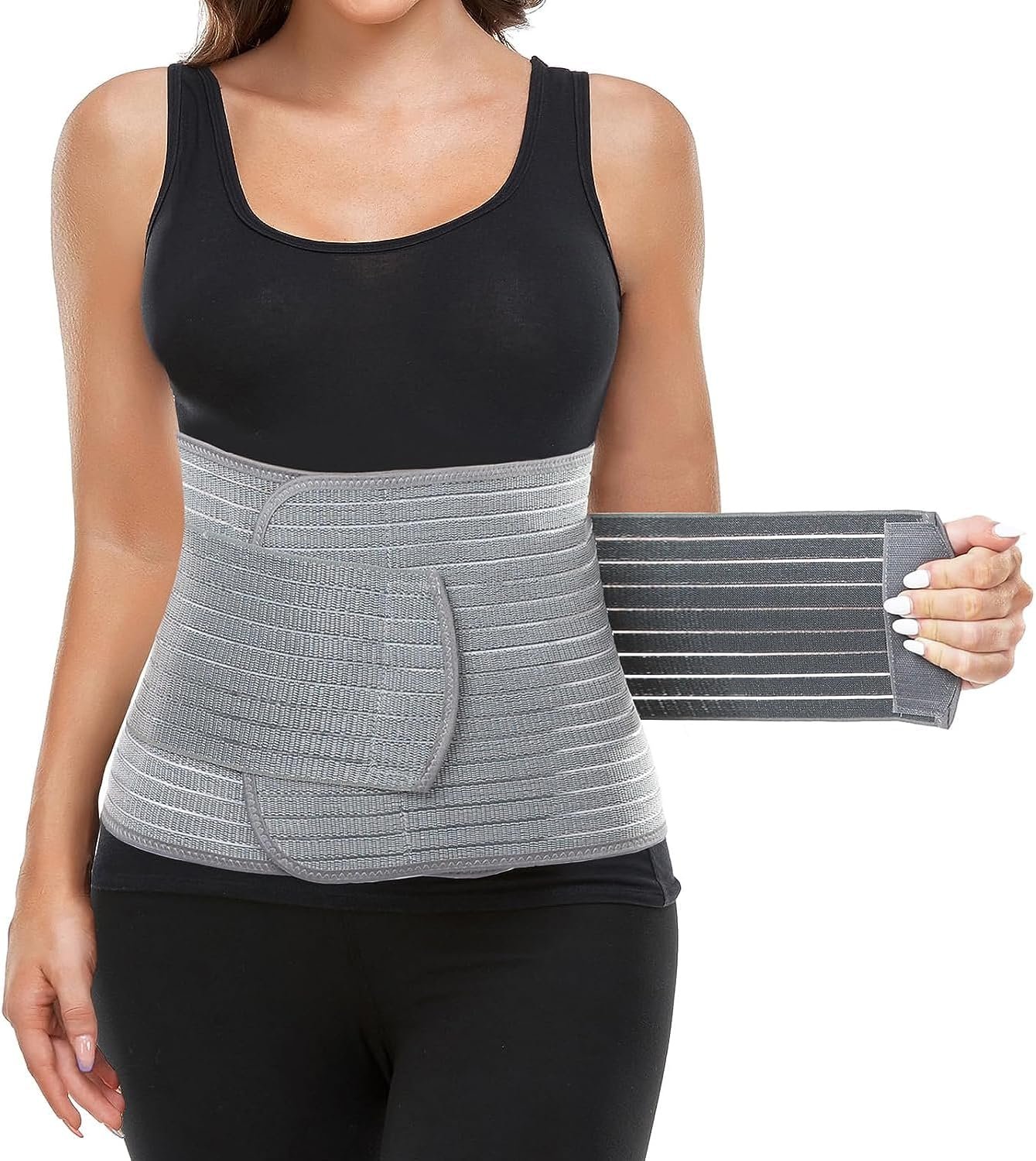 MAMODY Postpartum Belly Wrap, Postpartum Belly Band, Abdominal Binder (Polyester Made with Bamboo Charcoal Fiber)