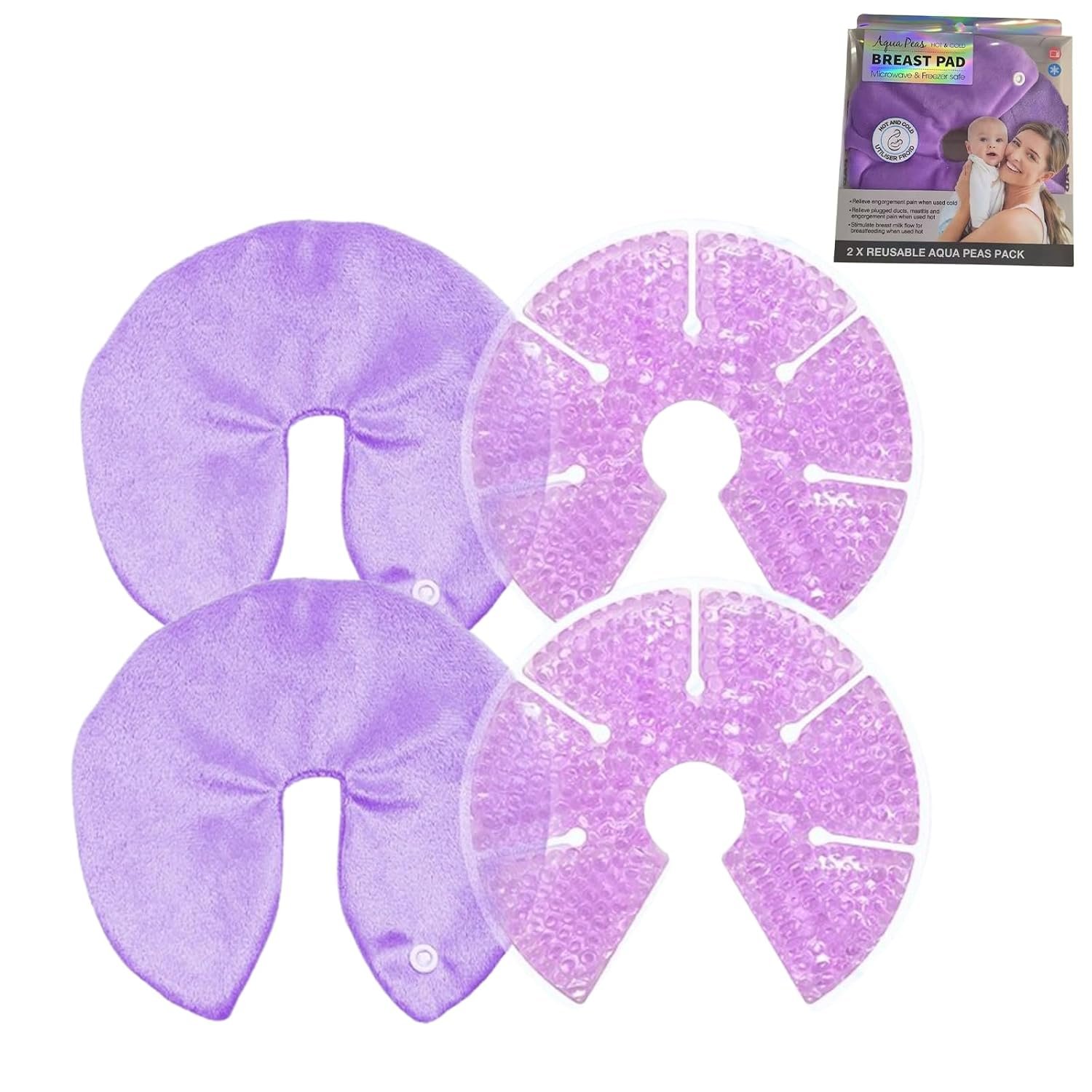 PandaEar 2 Pack Breast Therapy Pads for Breastfeeding, Hot & Cold Gel Packs – Reusable Breast Ice & Heat Pads for Nursing Comfort, Engorgement, Plugged Ducts & Postpartum Care
