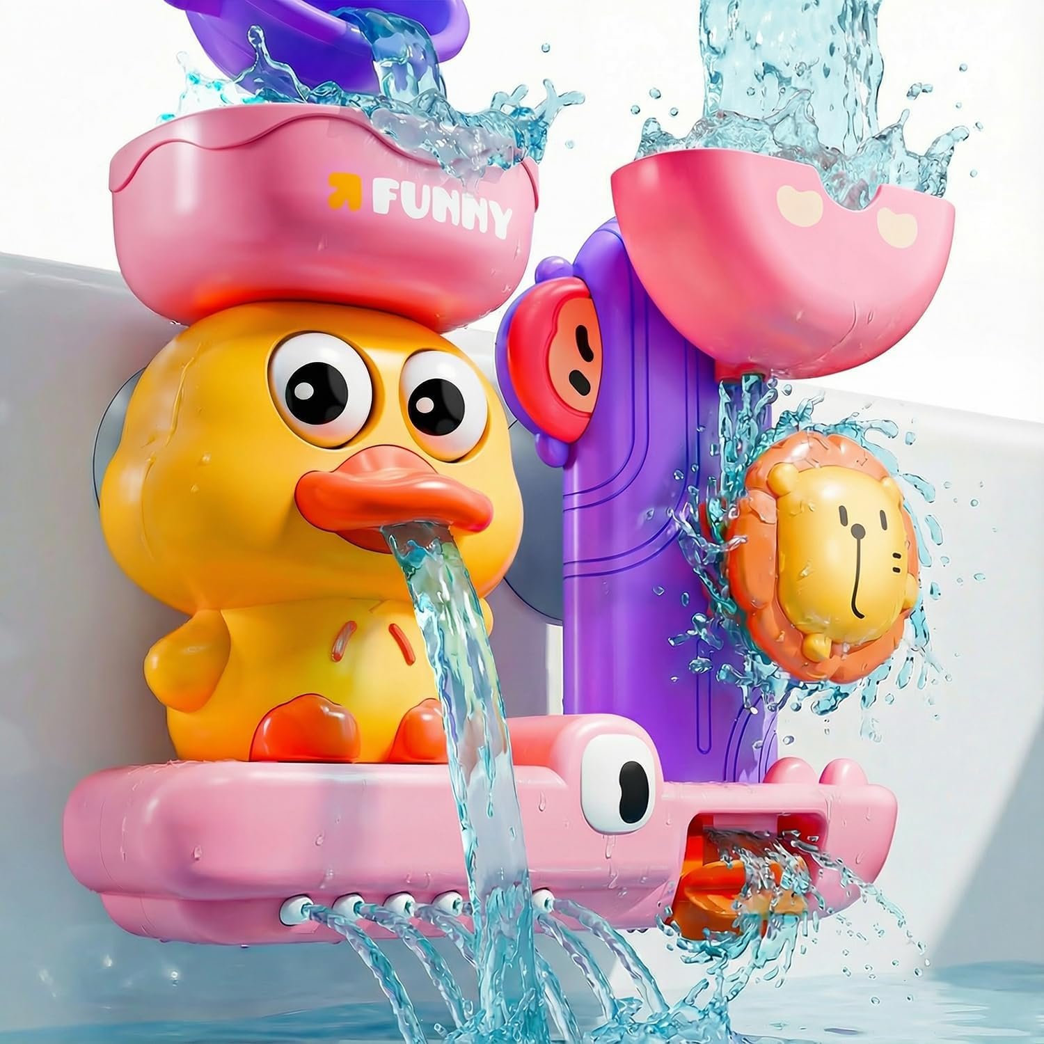 Bath Toys for Kids Ages 1-3: Toddler Bath Toys for 1 2 3 Year Old Girl Gifts – Pink Bathtub Toy for Toddlers 2-4 – Baby Girl Gifts 12+ Months