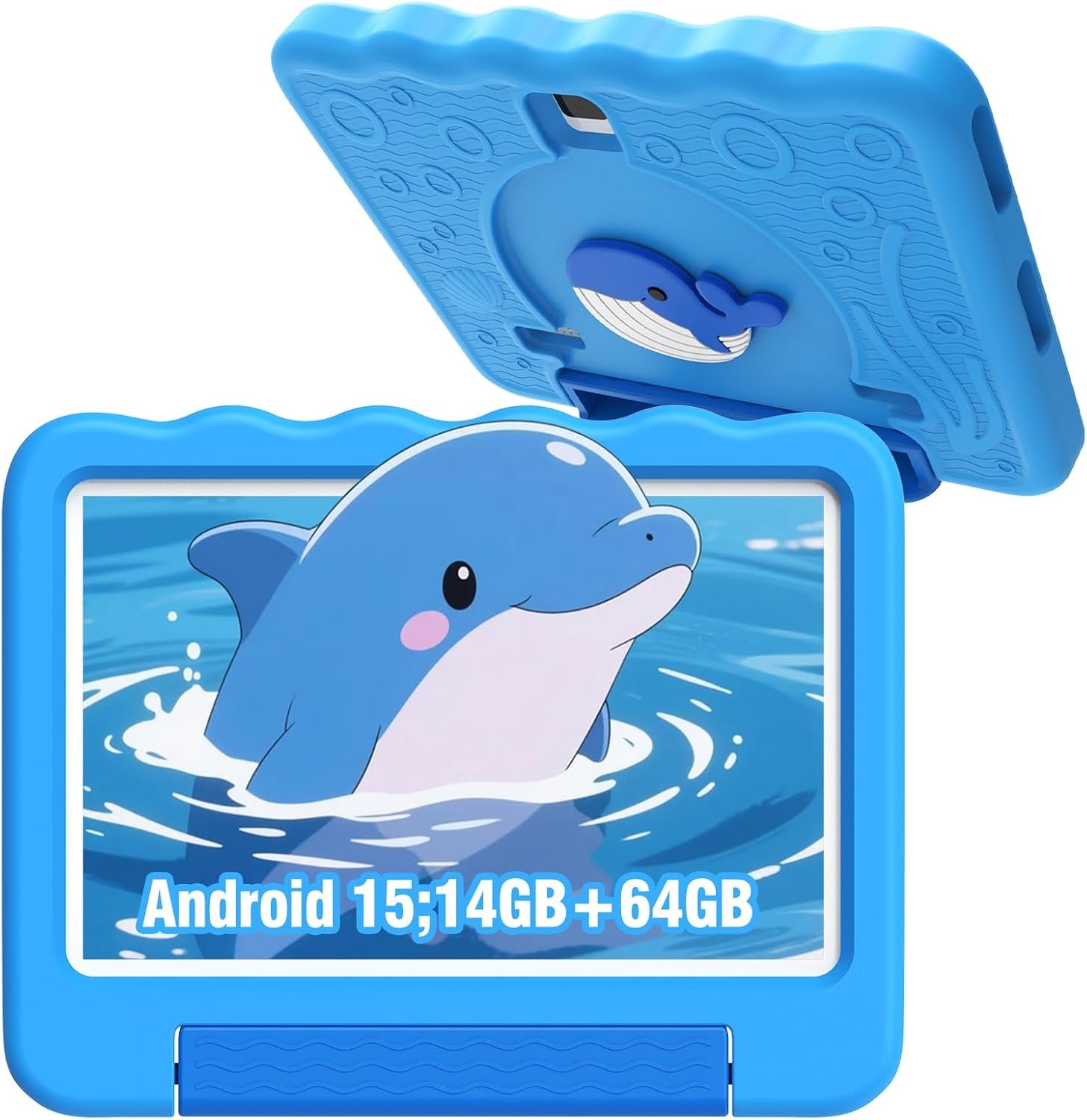 Kids Tablet 10” Android 15 Tablet for Kids 14(6+8)GB 64GB Octa-Core CPU, Toddler Tablets with Lots of Offline Content Parental Control, Tablets for Toddlers with Case Youtube WiFi 6 2MP 5MP Camera