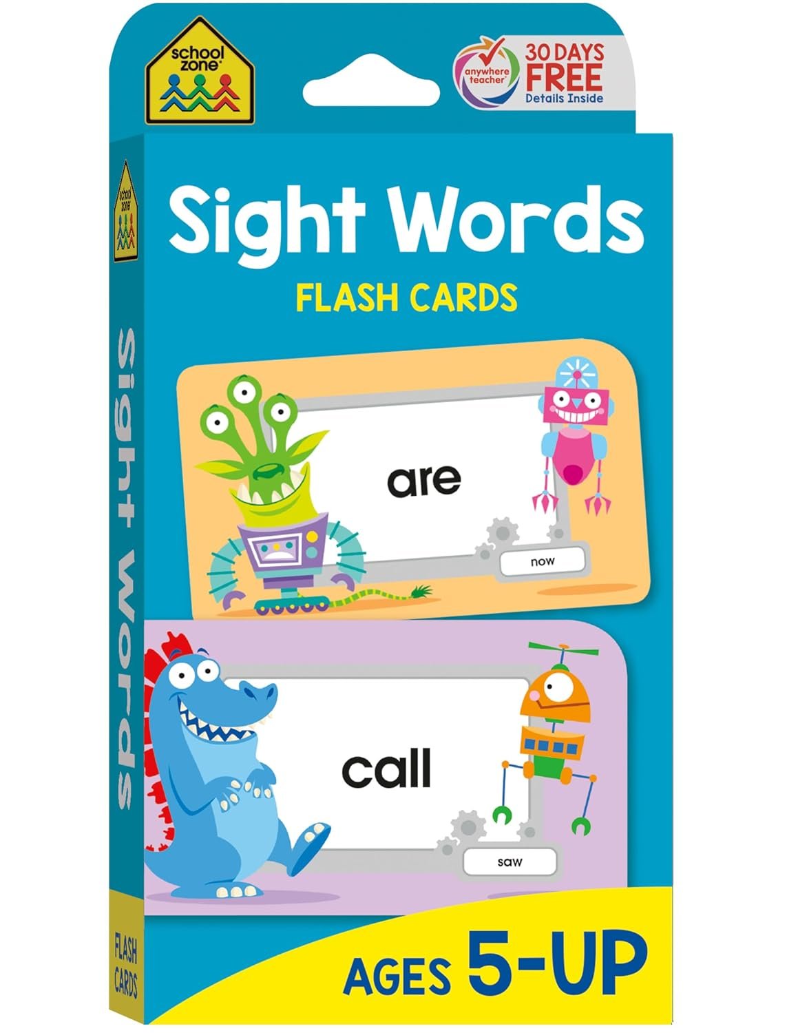 School Zone Sight Words Flash Cards: 56 Cards, Kindergarten, 1st Grade, Phonics, Beginning Reading, Sight Reading, Early-Reading Words, Ages 5+