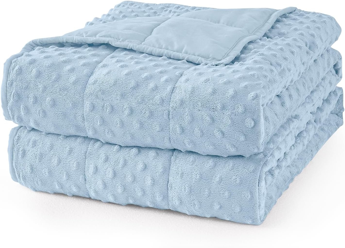 Mr. Sandman Weighted Blanket for Adults, Minky Dots Heavy Blanket for Women, Man Sleeping and Calm, Soft and Cozy Cooling Weighted Throw Blankets, Machine Washable, 48 x 72in, 15 lbs, Light Blue