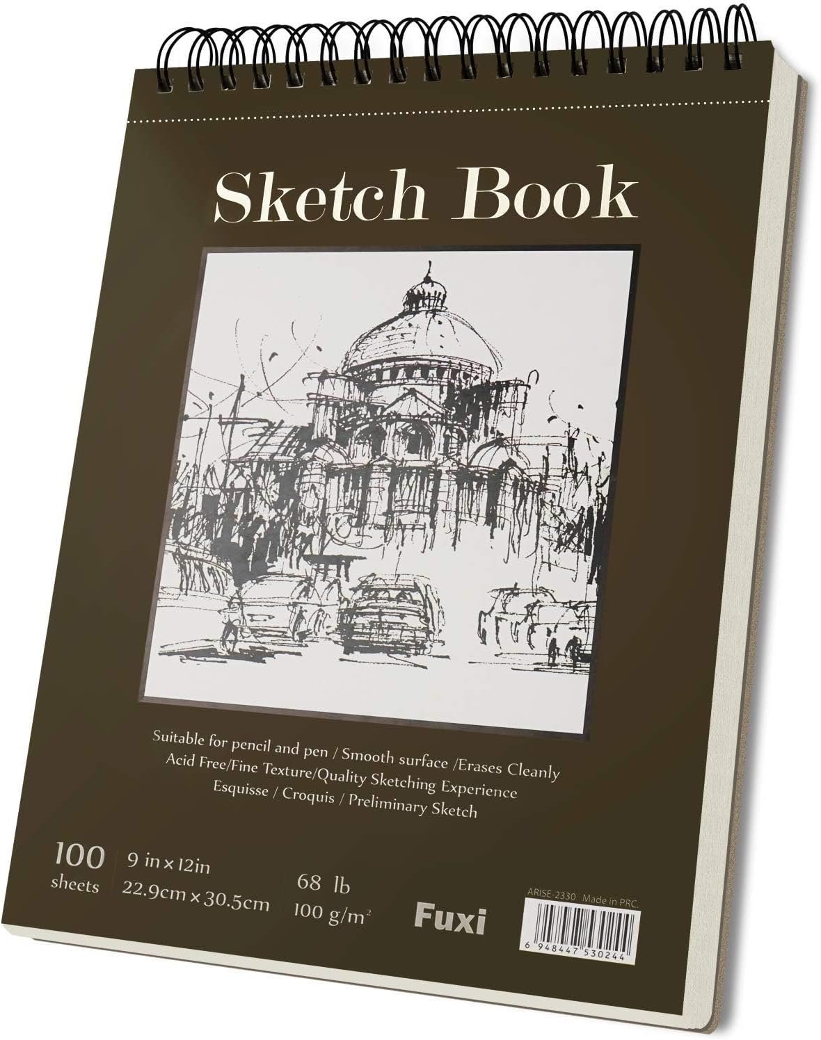 Fuxi 9″ x 12″ Sketch Book, Top Spiral Bound Sketch Pad, 100 Sheets 68lb/100gsm Acid-Free Drawing Paper, Art Sketchbook for Drawing Pad for Kids Artists & Beginners Professional Art Supplies for Adults