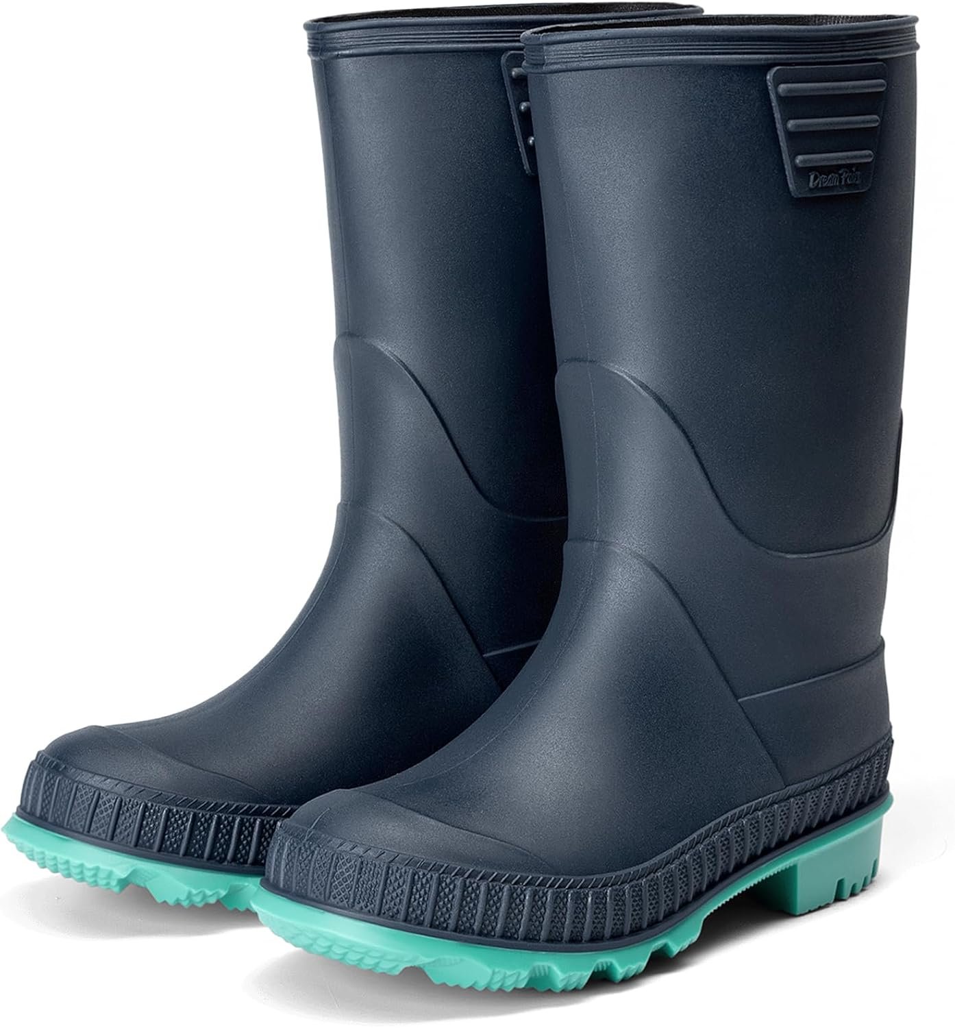 DREAM PAIRS Kids Rain Boots Easy-On Lightweight Non-Slip Outsole for Boys & Girls Outdoor Rainy Day Play