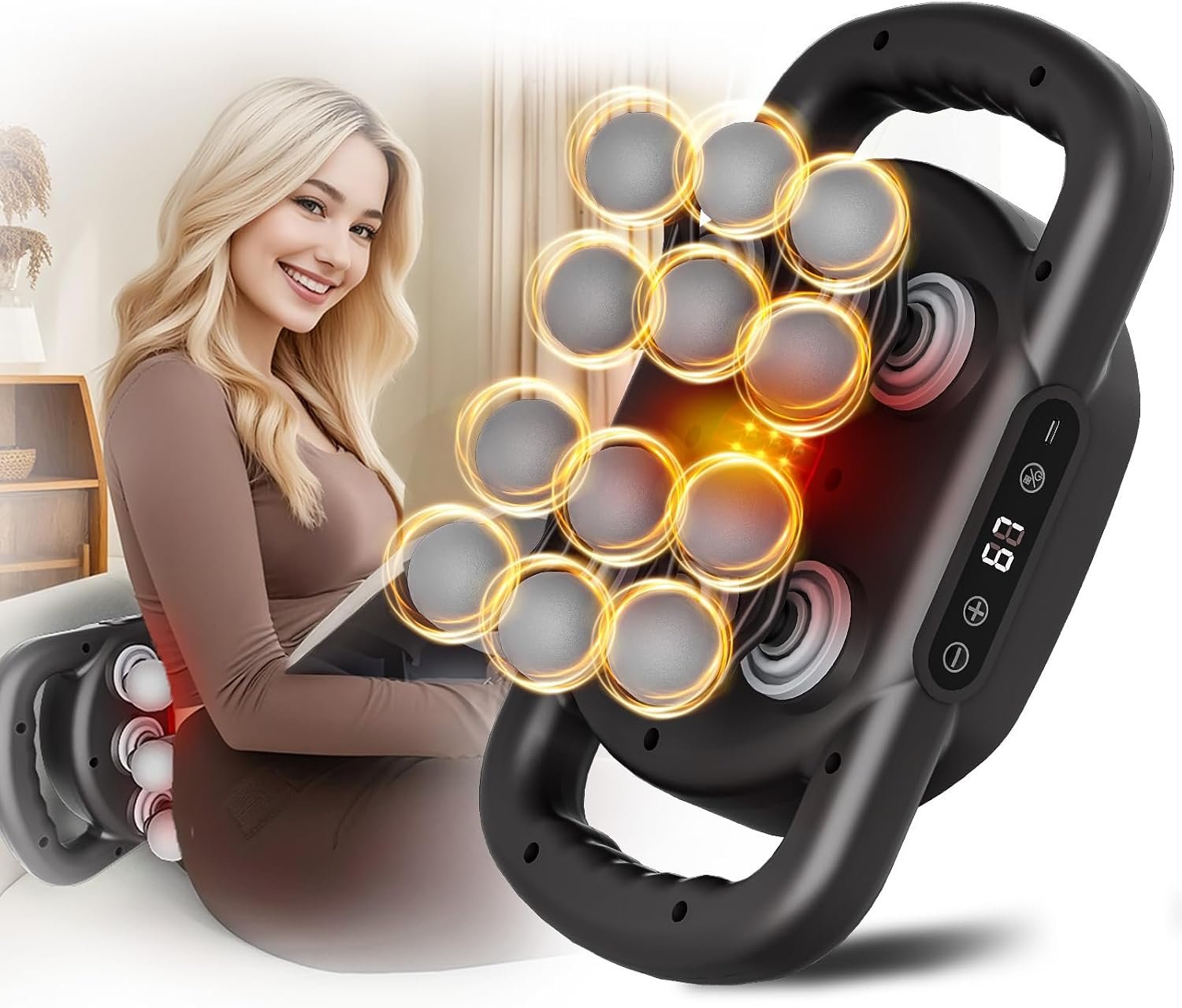 12 Head Massage Gun Deep Tissue With 9 Levels & 9 Modes,Cordless Electric Percussion Massager Tool For Back/Neck/Shoulder/Hand/Leg/Foot/-Full Body Muscle Pain Relief,Ideal Gifts For Men/Women/Mum/Dad