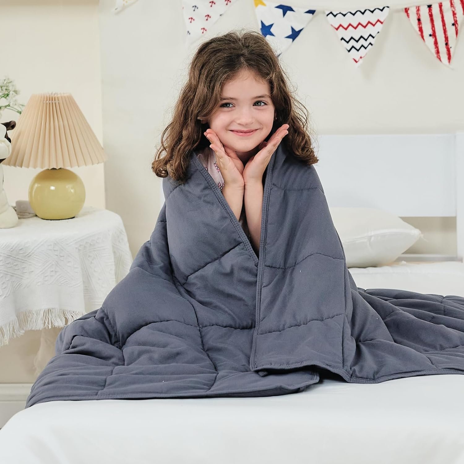 yescool Weighted Blanket (7 lbs, 41″ x 60″, Grey) Cooling Heavy Blanket, Perfect for 60-90 lbs, Breathable Throw Blanket Gifts with Premium Glass Bead, Machine Washable