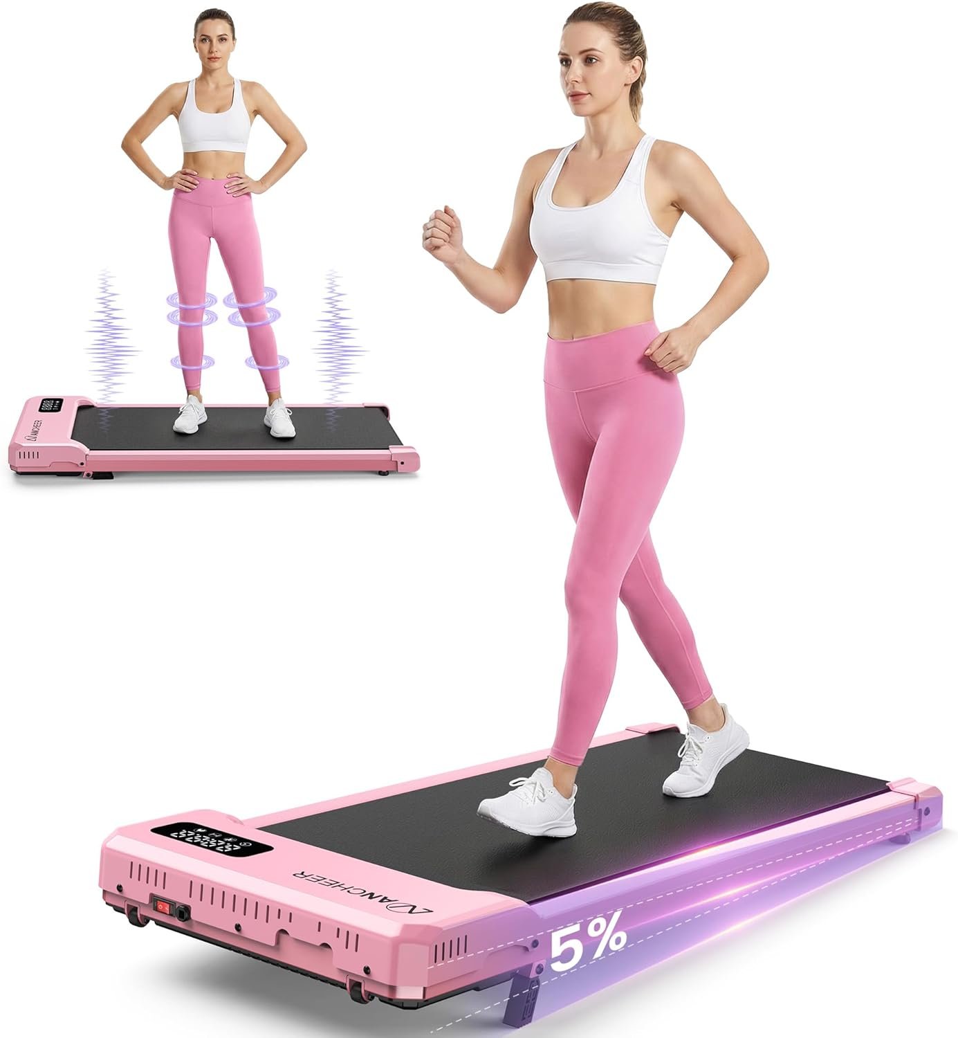Small Walking Pad Treadmill with Incline – Under Desk Treadmill with Vibration Plate, 2.5HP Compact Portable Treadmills for Home Small Spaces, Office, Running Machine with Remote Control & LED Display