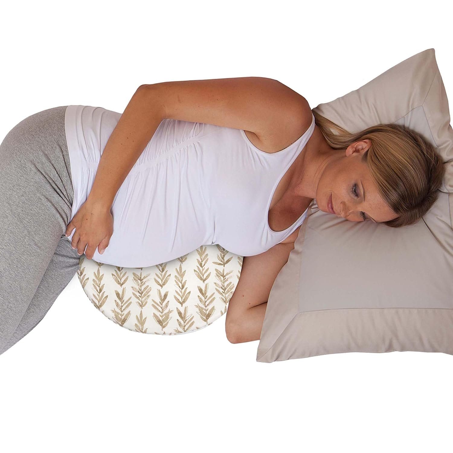 Boppy Wedge Pregnancy Pillow – Compact Support Wedge Maternity Pillow for Back, Knees, Pelvic Floor at Home, Office & Travel with Washable Knit Cover – Taupe Grassland