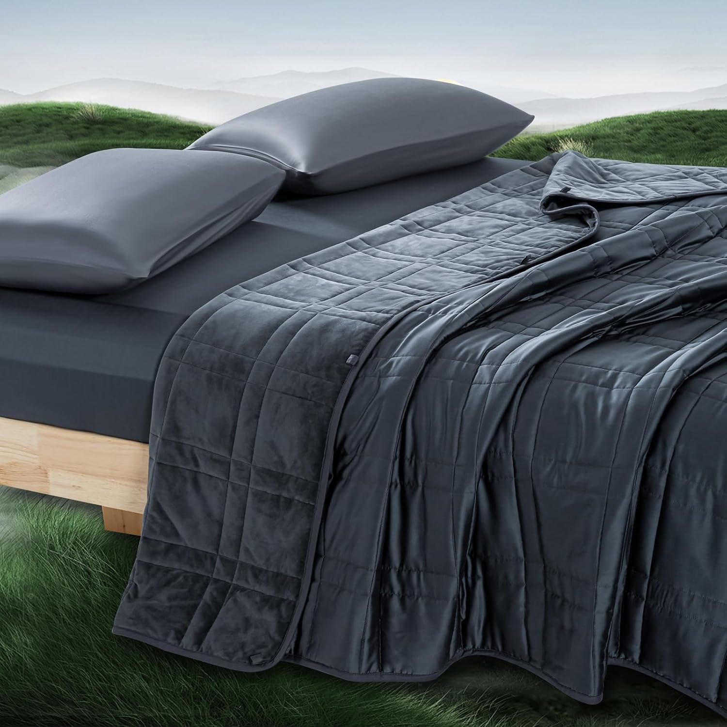 King Size Weighted Blanket 35lb(88”x104”, Dual-Sided), Cozy Warm Velvet & Cooling Tencel Fabric Reversible King Weighted Blanket for Adults & Couple All Season Use – Carry Bag Included, Dark Grey