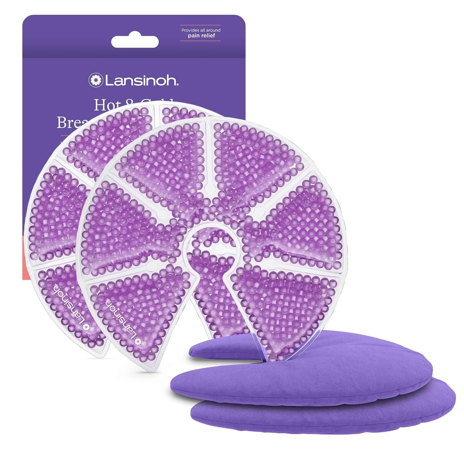 Lansinoh Breast Therapy Packs, Hot and Cold Breast-Pads with 2 Soft Covers, Postpartum Essentials for Nipple Pain Relief, Mastitis, Engorgement, Support for Breastfeeding, Pumping Aid, 2 Pack