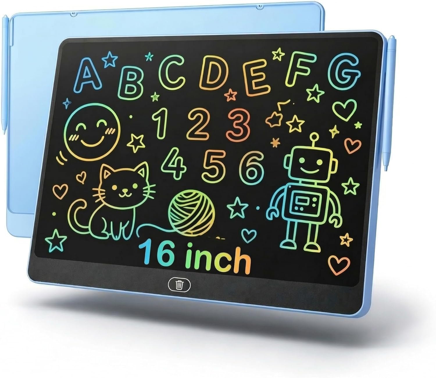 16 Inch Large LCD Writing Tablet for Kids, Colorful Reusable Electronic Doodle Board with Stylus, Educational Drawing Pad for Math Practice & Learning, Travel Essential Toys for Boys Girls (Blue)