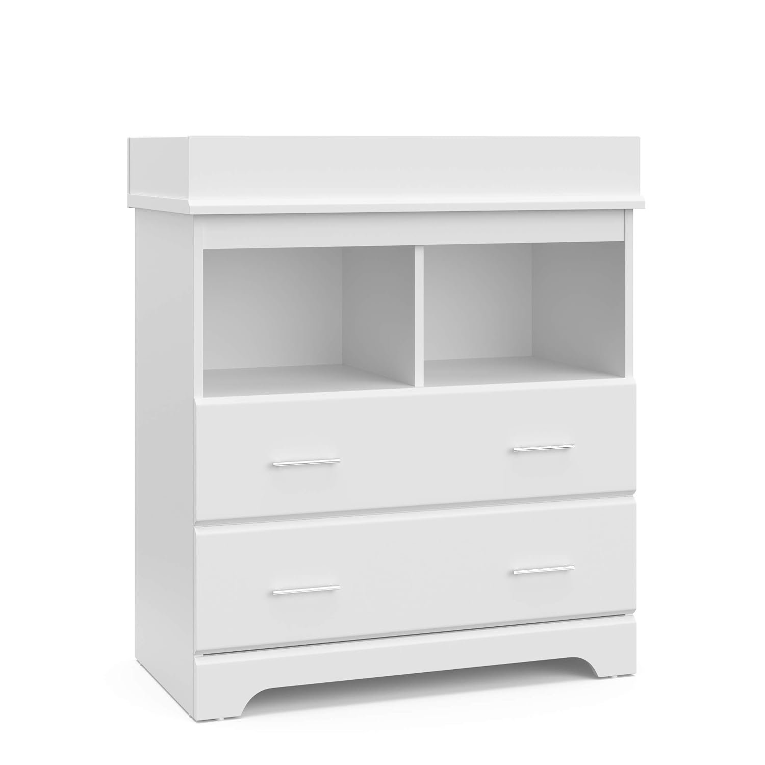 Storkcraft Brookside 2 Drawer Changing Table Dresser (White) – GREENGUARD Gold Certified Baby Dresser with Changing Table Top, Baby Changing Table Dresser, Includes Interlocking Drawer System
