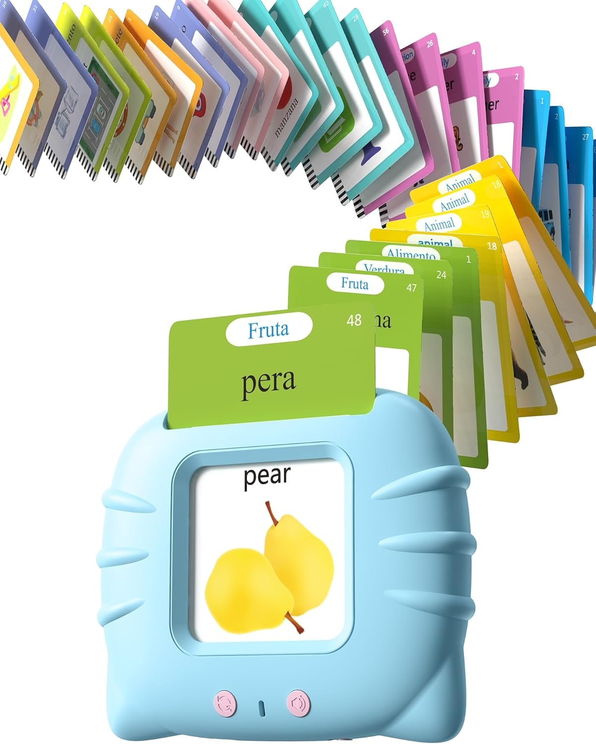 Airbition Bilingual Spanish and English Talking Flash Cards for Ages 2+, Pocket Speech Therapy Toy with 510 Words, Montessori Language Learning Toy, Children’s Sensory Learning Kit