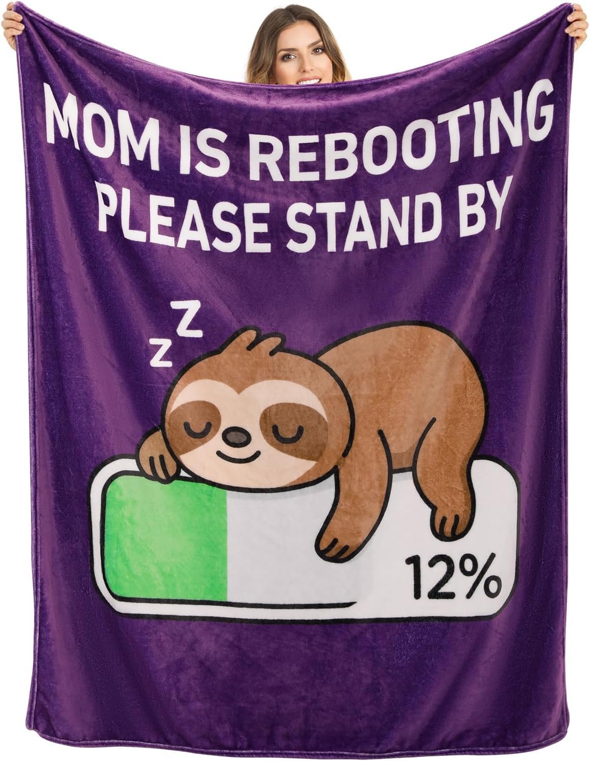 Gift for Mom from Daughter Son, 60″x50″ Funny Blanket Gift, Birthday Gifts for Mom, Soft Cozy Sleeping Sloth Throw Blanket I Love You Mother Gifts