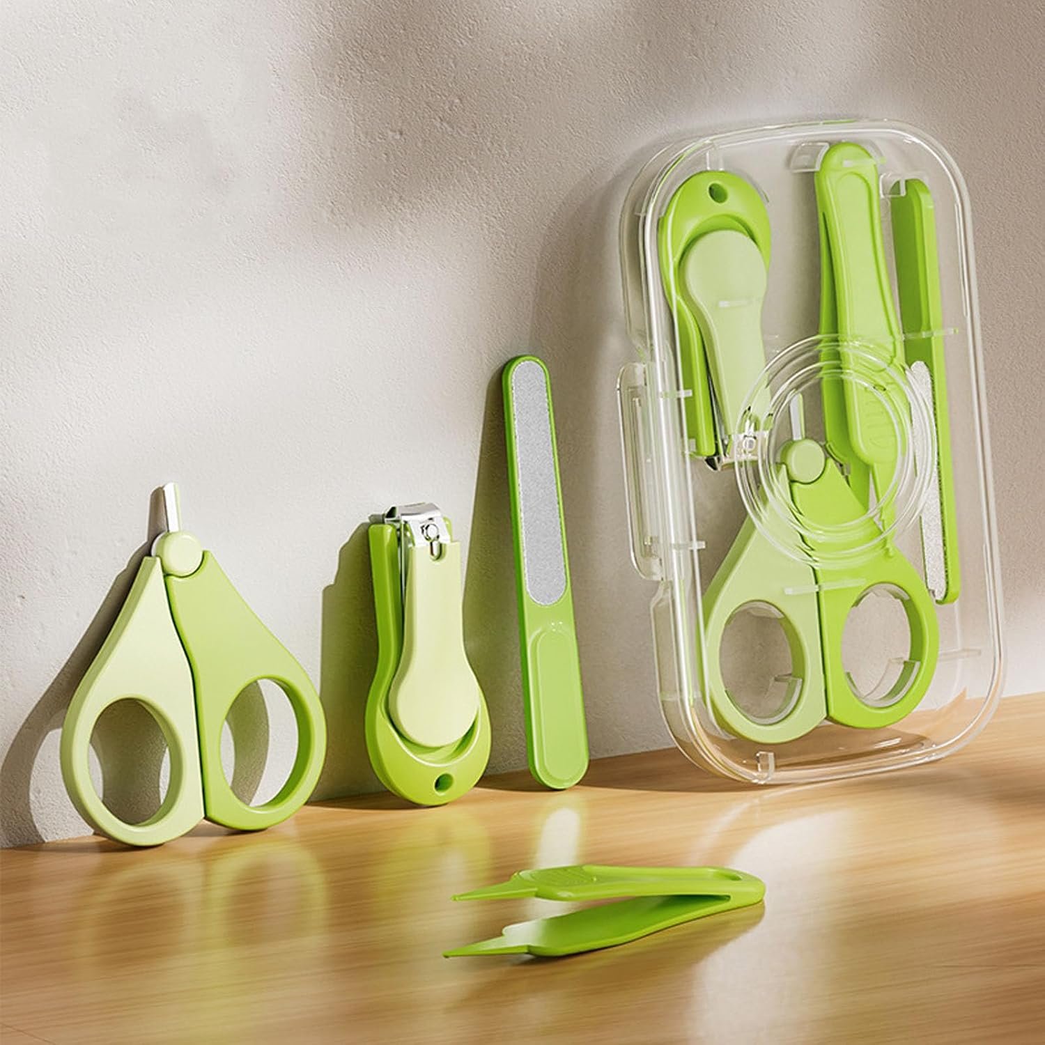 Baby Nail Trimmer, 4-in-1 Baby Nail Clippers Kit,Nail File & Tweezers, Baby Manicure Kit for Newborn, Infant & Toddler, Mothers Day Gifts (Green)