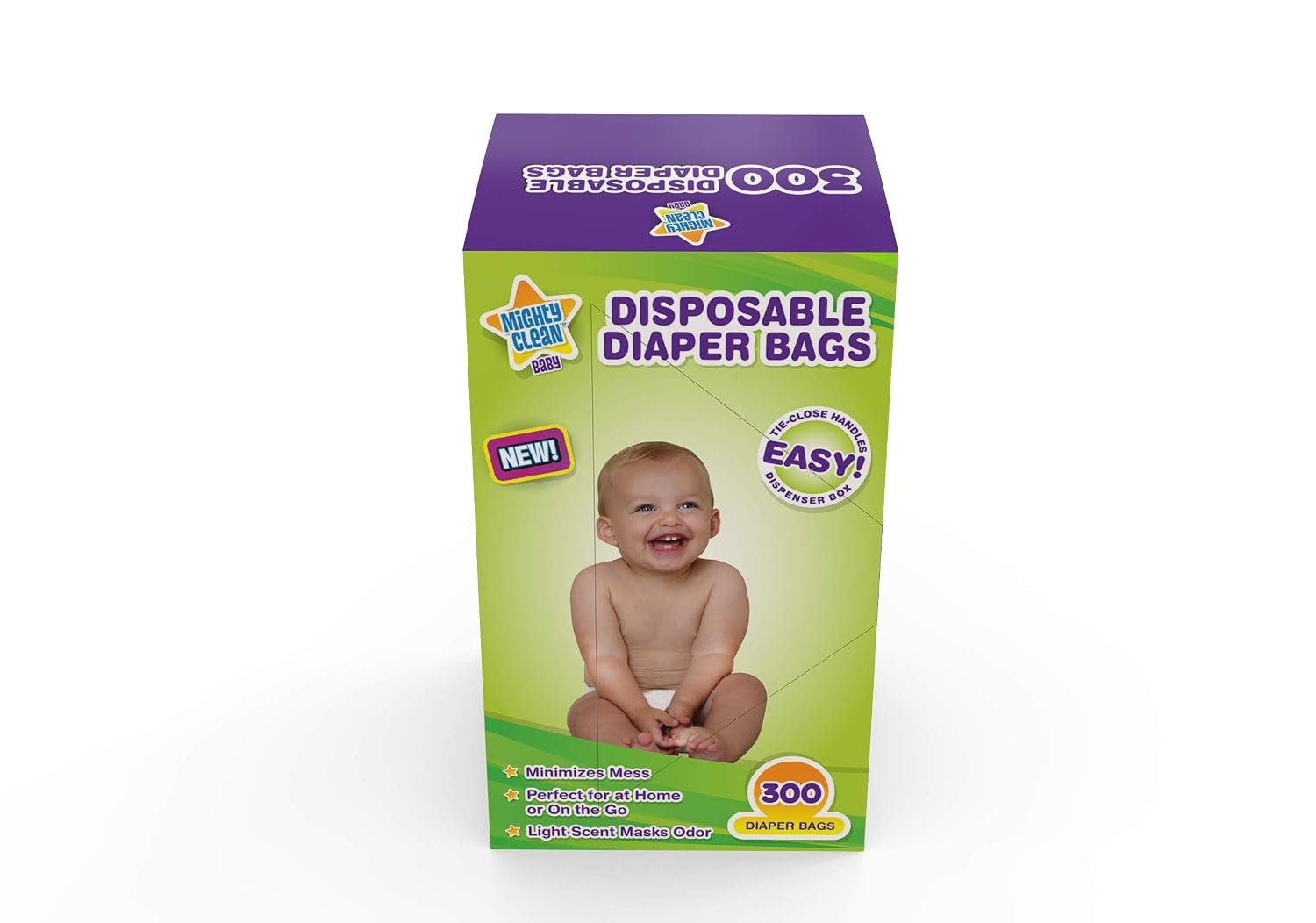 Mighty Clean Baby Disposable Diaper Bags with Light Powder Scent, 300 Count
