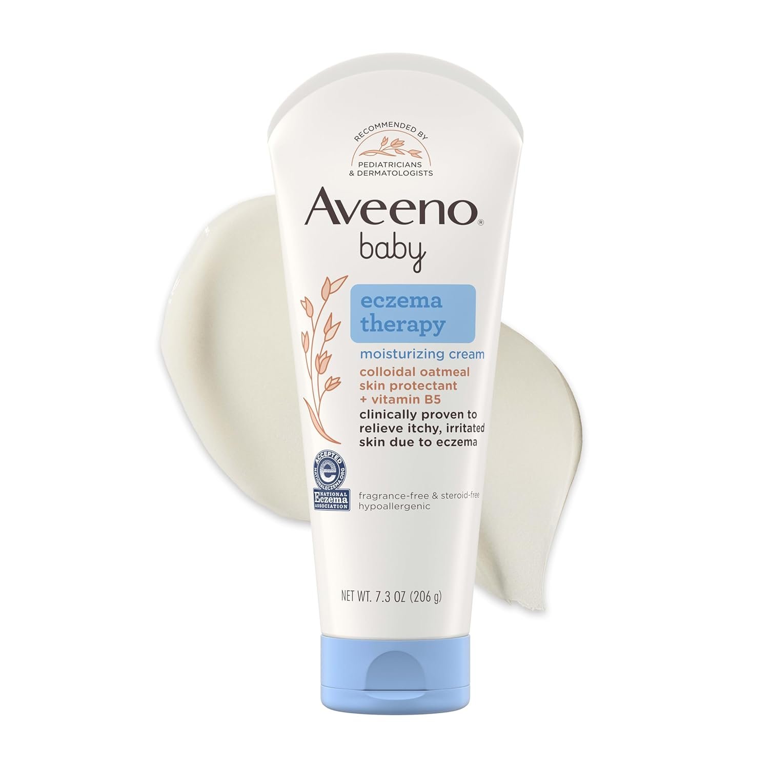 Aveeno Baby Eczema Therapy Moisturizing Cream for Dry, Itchy Skin, Natural Colloidal Oat & Vitamin B5, Hypoallergenic & ph-Balanced, No Added Steroids, Phthalates, Parabens or Fragrance, 7.3 oz