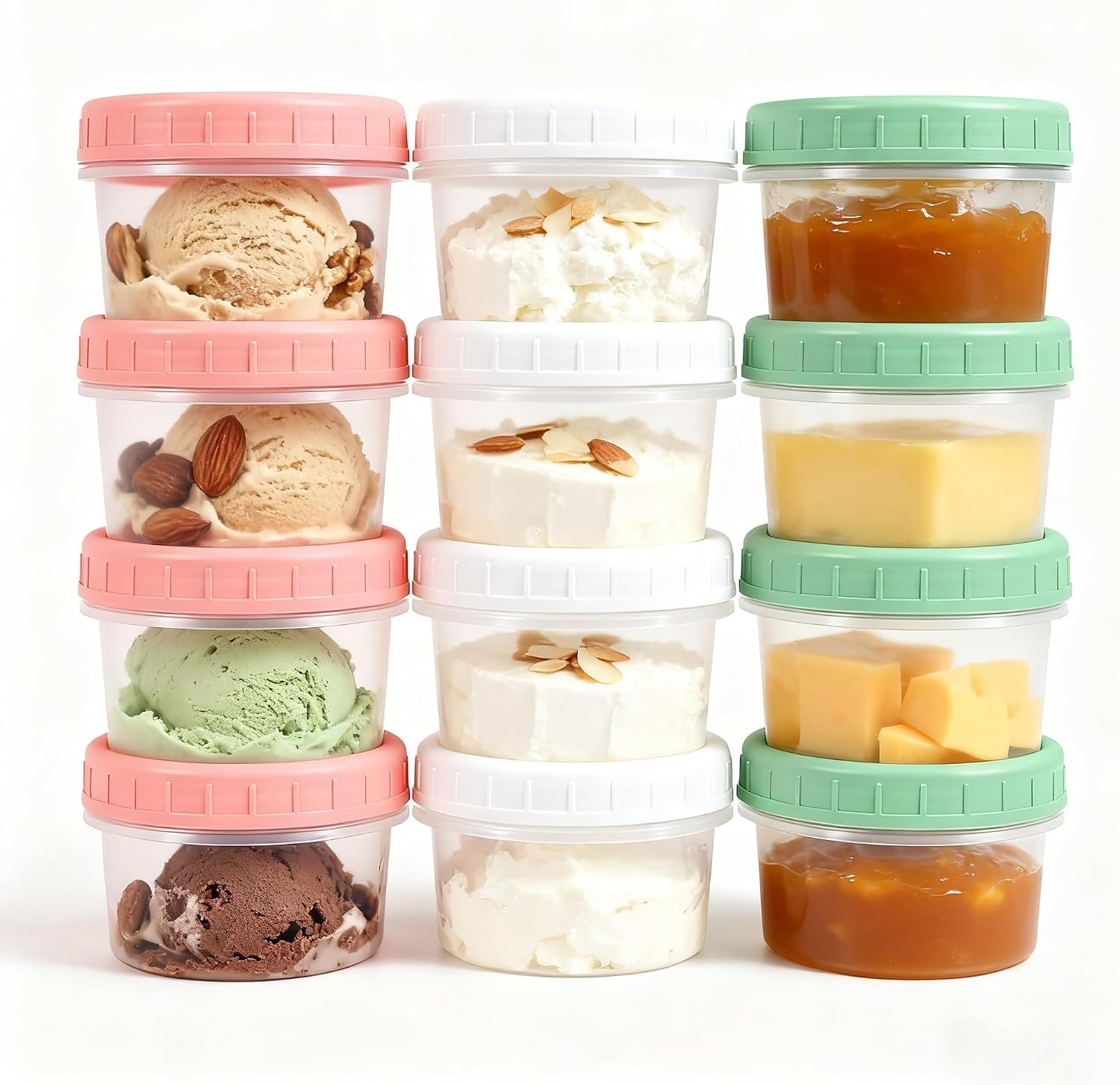 Food Storage Containers, 12 Pack 4 oz Freezer Storage Containers with Twist Top Lids, Leakproof, BPA Free, Microwave & Dishwasher Safe Takeout Container – Ideal for Soup and More