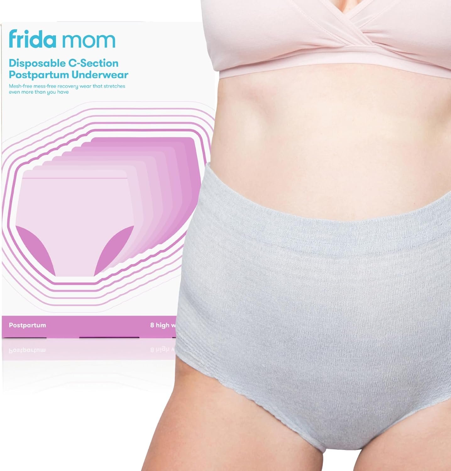 Frida Mom Postpartum Underwear for C-Section Recovery, Disposable High Waist with Stretch Support