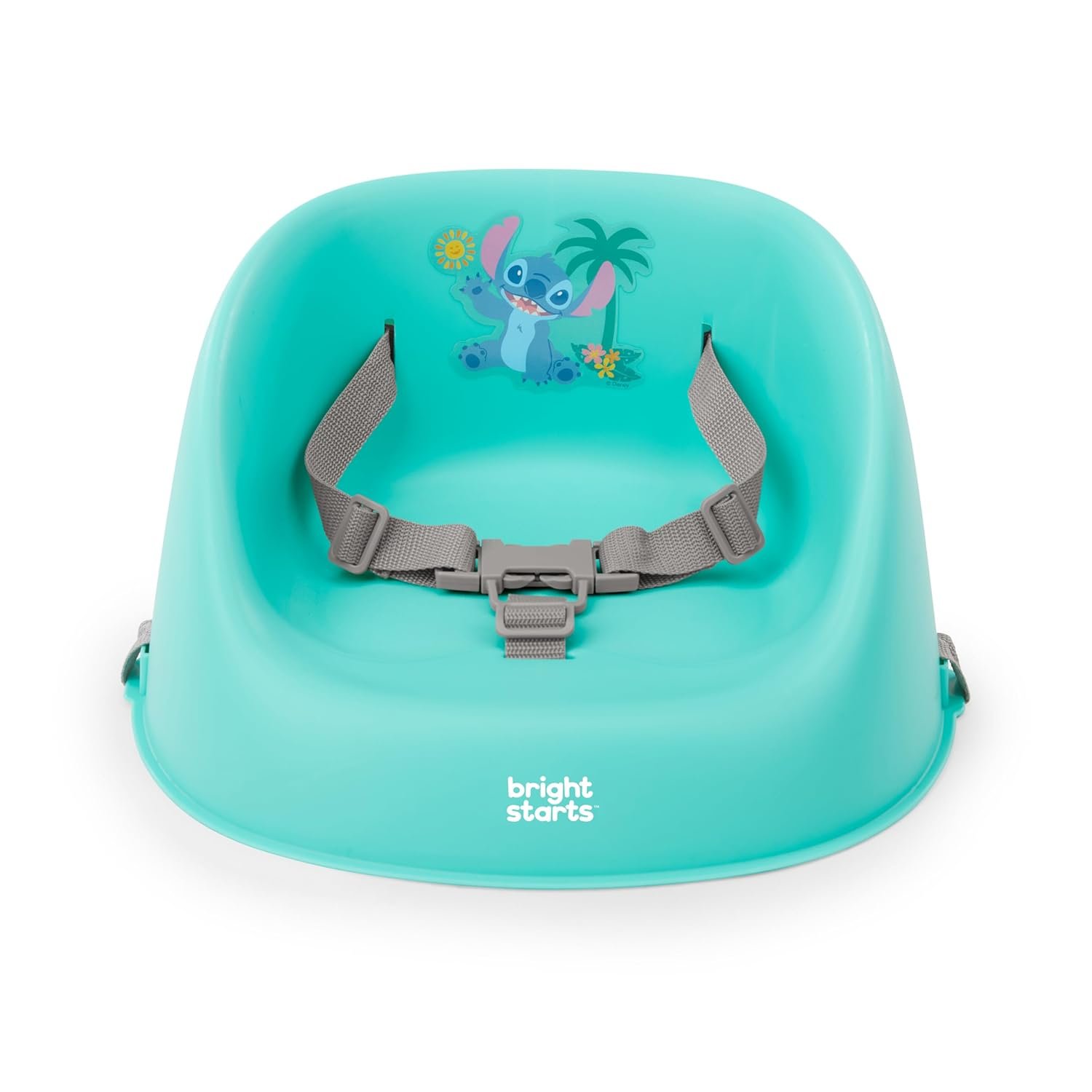 Bright Starts Disney Stitch My Spot Easy-Clean Baby Booster Feeding Chair, 3-Point Harness, Washable Removable Straps, Blue