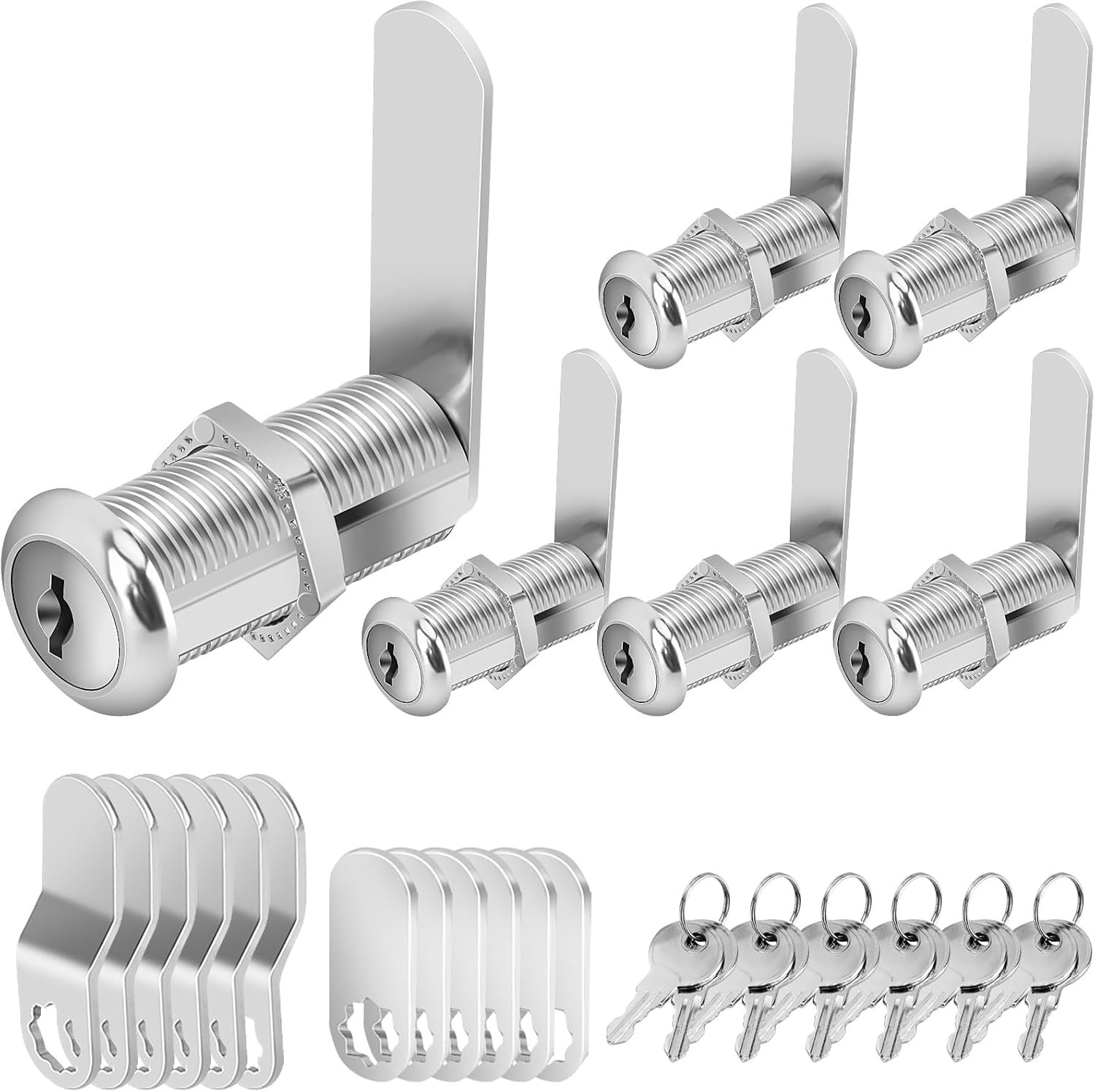 Cylinnda Cabinet Locks with Keys, 1-1/2″ Long Cam Locks Keyed Alike, Cabinet Cam Lock Set for Cabinets RV Storage Locks Tool Box Lock Thick Drawer, Zinc Alloy (6 Pack, 1-1/2 Inch)