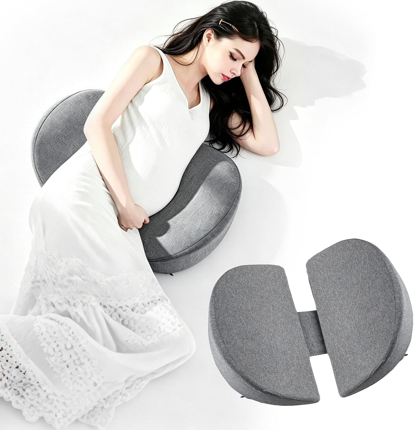 Pregnancy Pillows for Sleeping, Pregnancy Wedge Cushion, Memory Foam Support for Side Sleepers, Portable Lightweight, Soft to the Touch, for Back, Belly, and Hip Relief, Great for Expecting Mothers