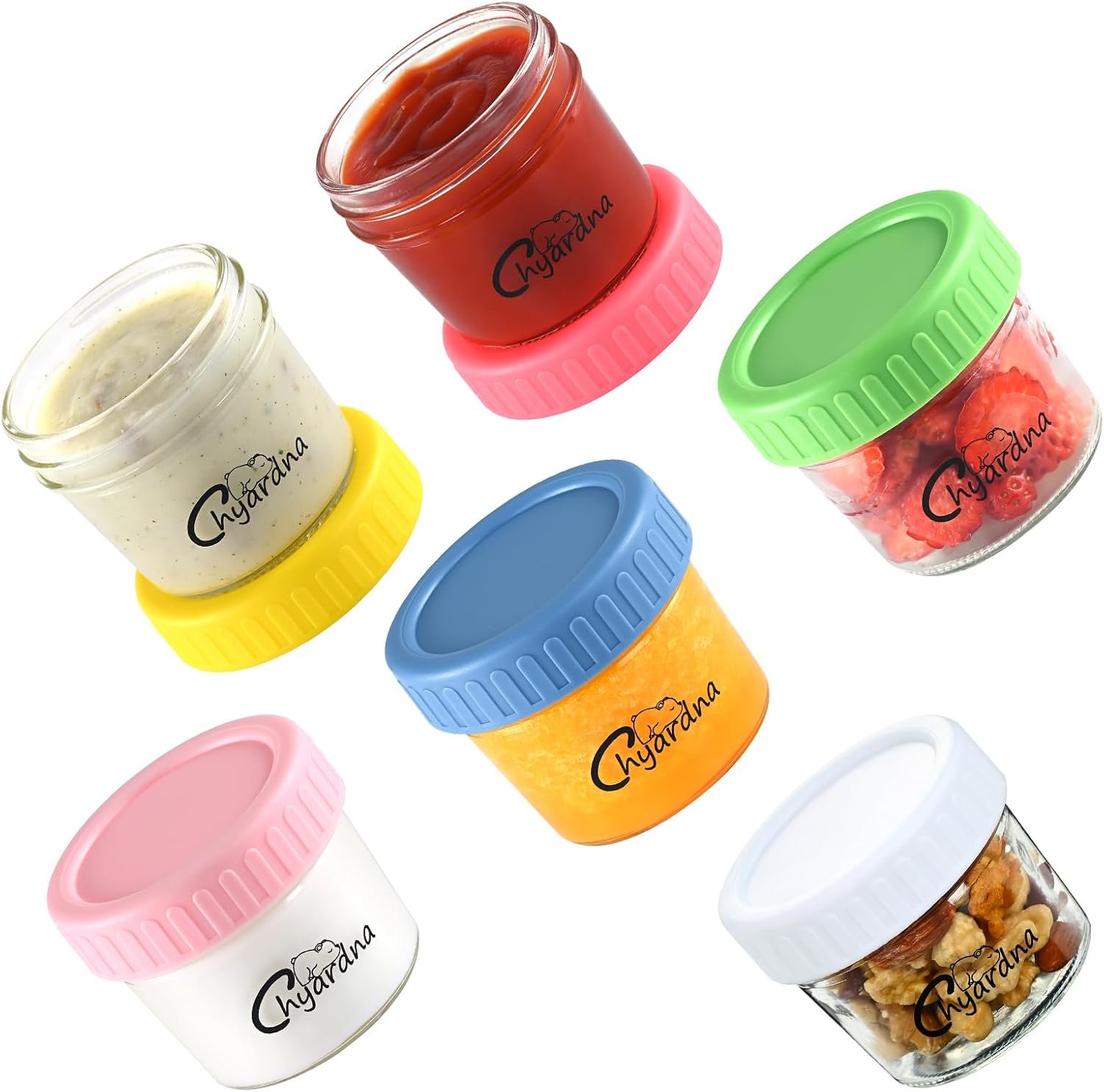 6 Pack Glass Baby Food Storage Containers, 4 oz Leakproof Baby Food Jars with Lids,Freezer & Microwave Safe, BPA Free