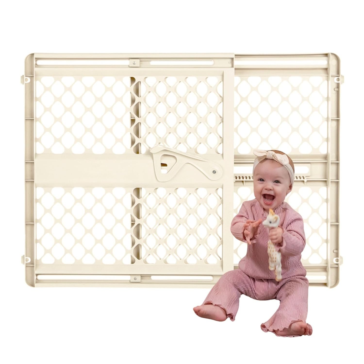 Toddleroo by North States – Supergate Ergo Baby Gate: Plastic Baby Gate for Stairs & Doorways – Adjustable Indoor Safety Gate – Made in USA – 26 to 42 Inches Wide – 26 Inches Tall – Ivory