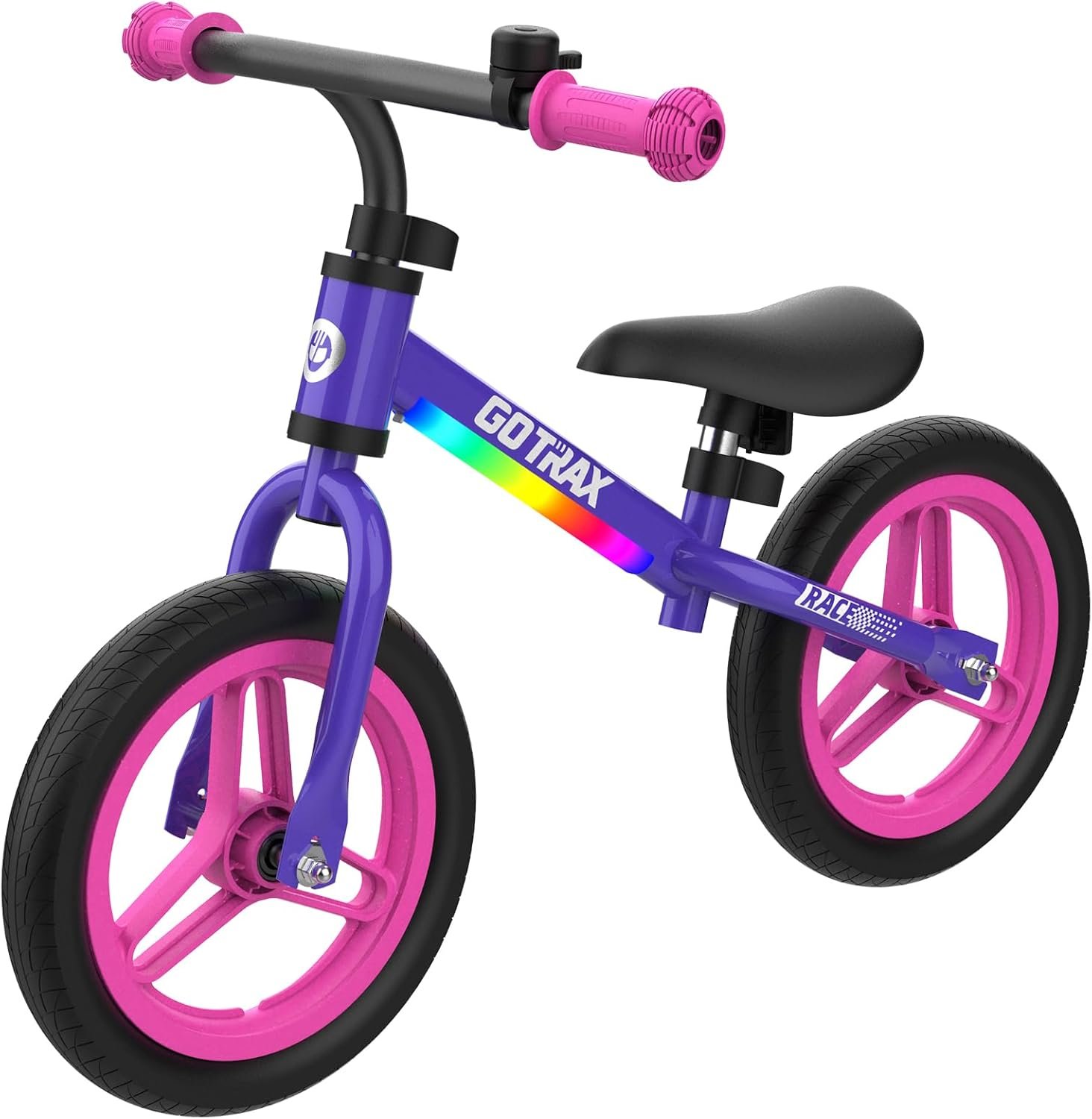 Gotrax KS12 Balance Bike for 2-5, 12″ Toddlers Push Bike with LED Light, Adjustable Seat & Handlebar, Flat-Free Tires & Easy Assembly Kids Bicycle, Lightweight & No Pedal, Gift for Boys Girls