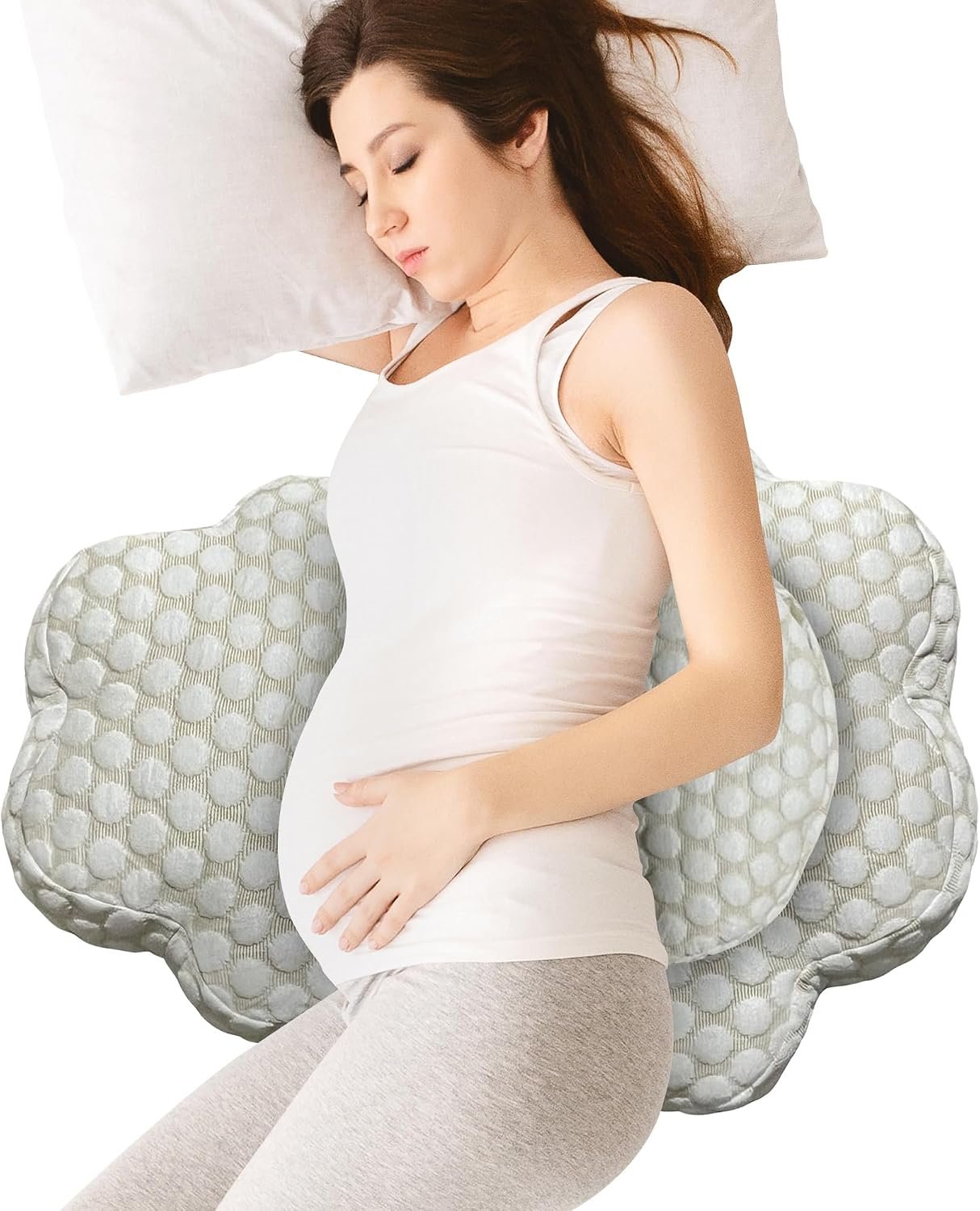 Pregnancy Wedge Pillow for Sleeping Cloud Shape – Bamboo Cover Fabric – Soft and Adjustable Wedge Pillow for Back, Belly and Hip Relief – All Trimesters Side Sleeping