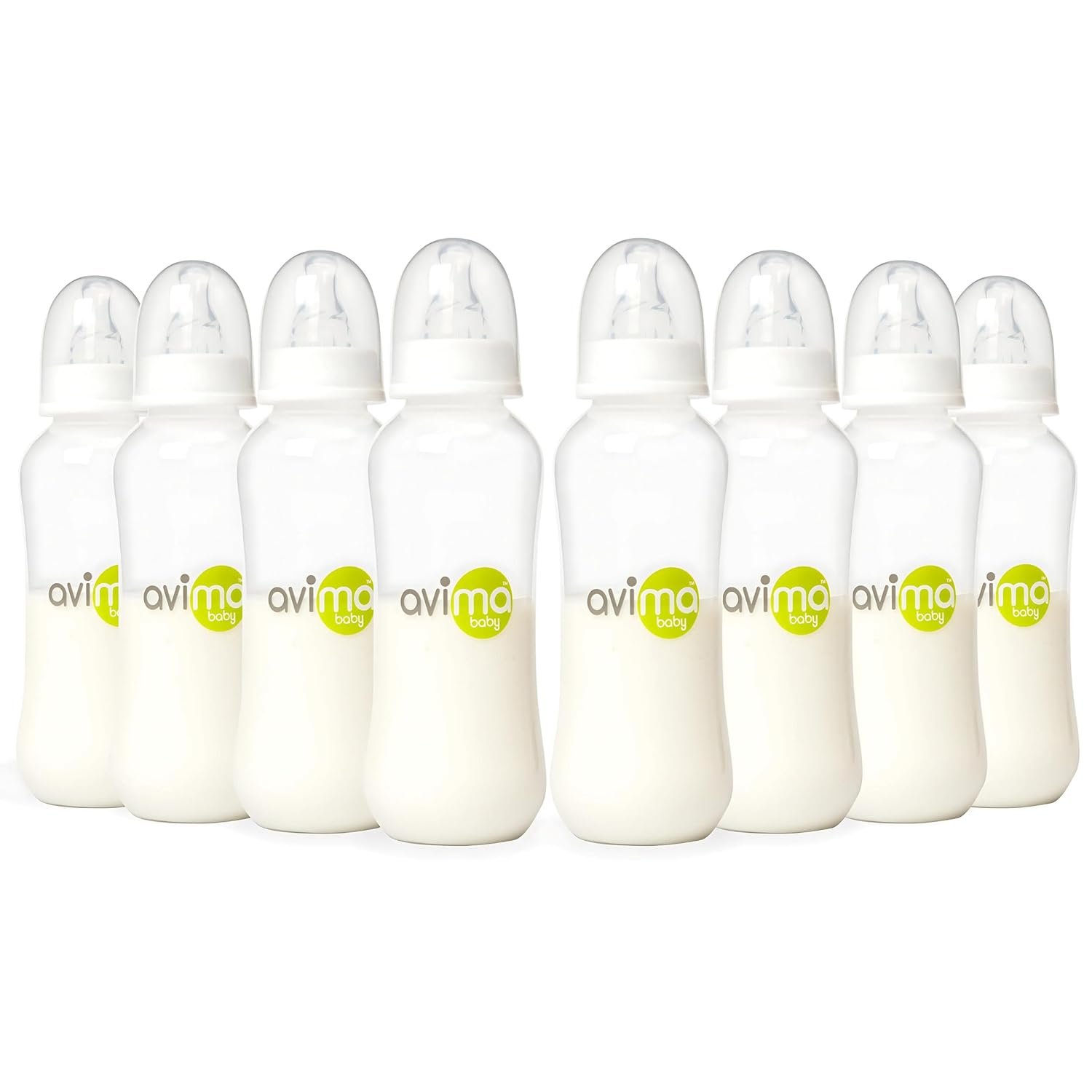 Avima 10 oz Anti Colic Baby Bottle Set – Medium Flow Nipples Included, Standard Neck, BPA Free – 3-6 Months, Stage 2 Feeding for Gas, Spit Up & Colic (Set of 8)