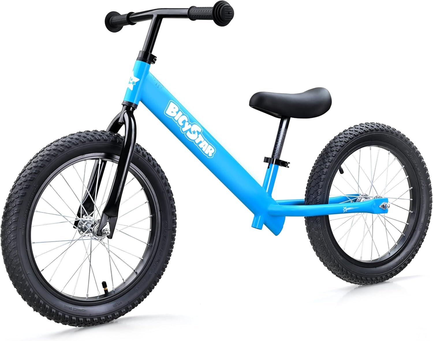 Bicystar 16 Inch Kids Balance Bike for 5-8 Year Old, No Pedals, Air Tires, Footrests, Adjustable Height for Big Boys, Girls