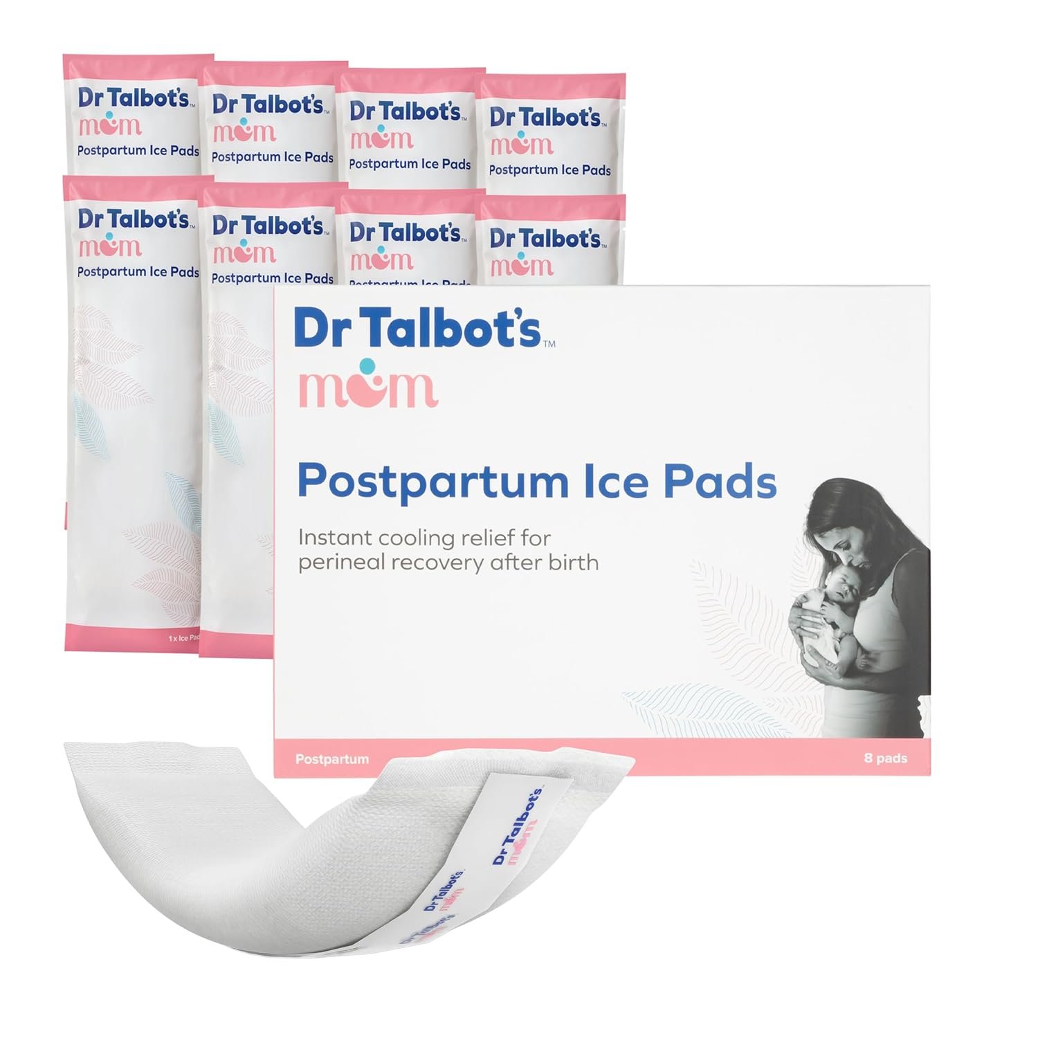 Dr. Talbot’s Mom Postpartum Ice Pads for Pain Relief – 8-Pack – 2-in-1 Absorbent Postpartum Pads for Women After Birth