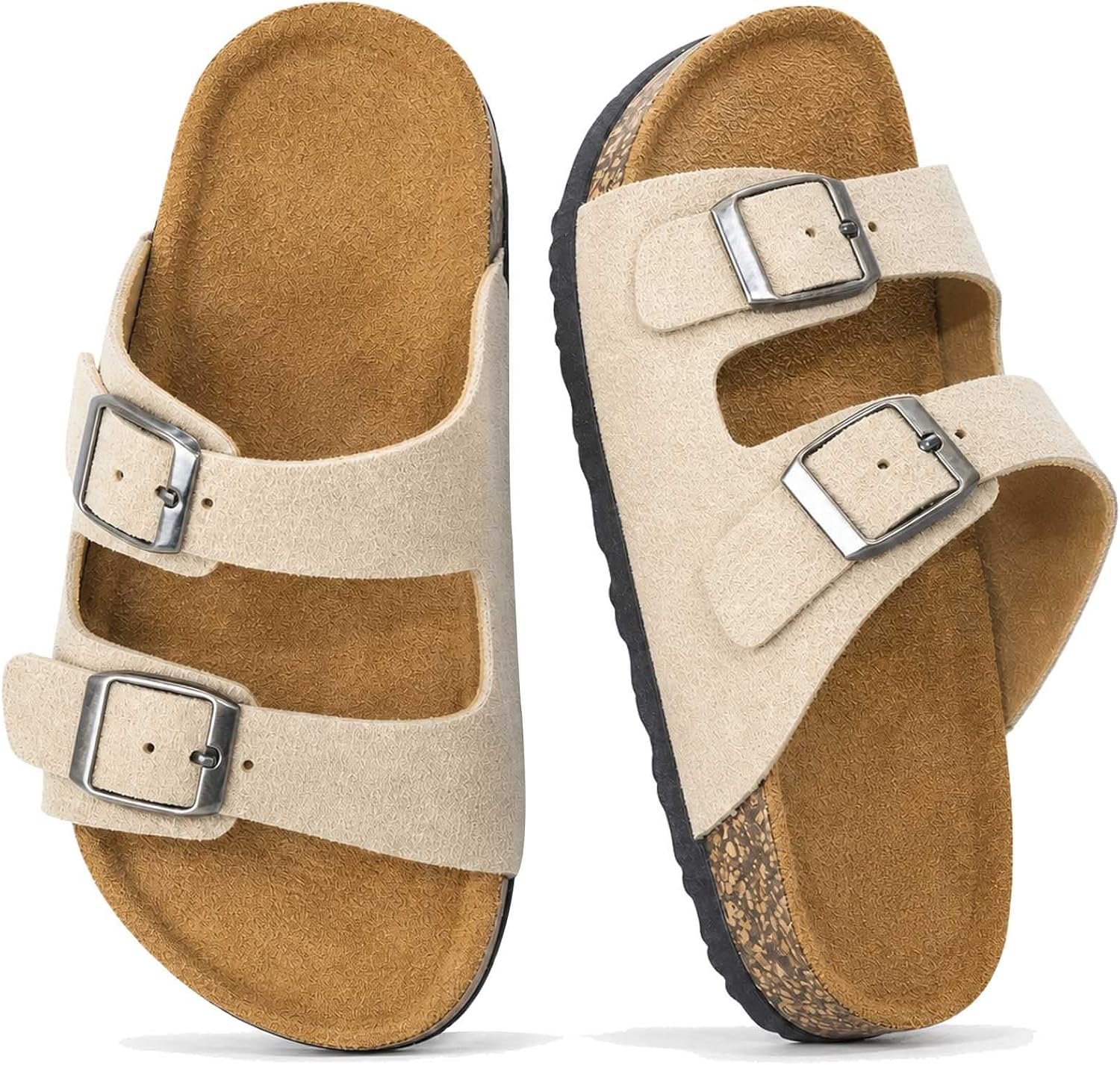 Cork Kids Sandals Boys Girls，Double Buckle Toddler Slides Boys Girls Water Sandal With Strap for Pool Walking Beach